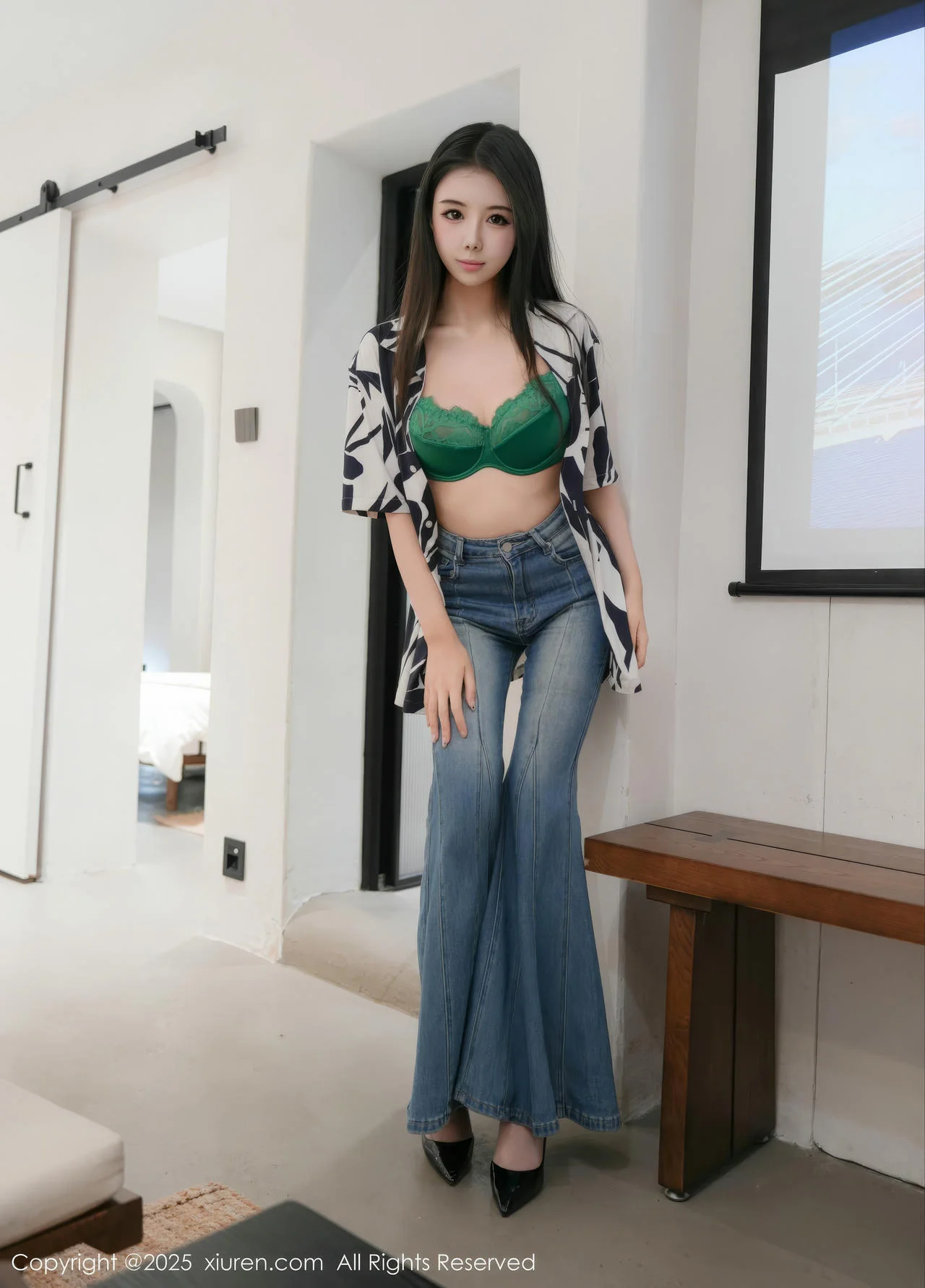 XiuRen 秀人 No.10260 袁圆 黑白纹T恤灰丝 - 6