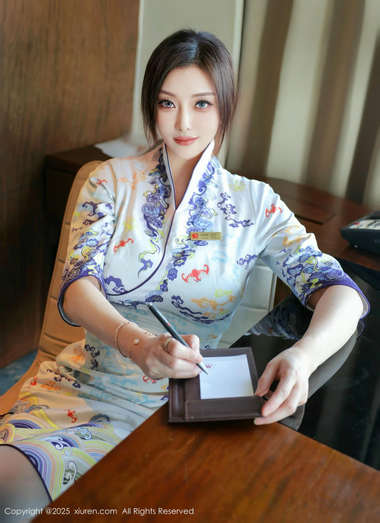 XiuRen 秀人 No.10273 苏一诺 青色旗袍灰色丝袜 - 10