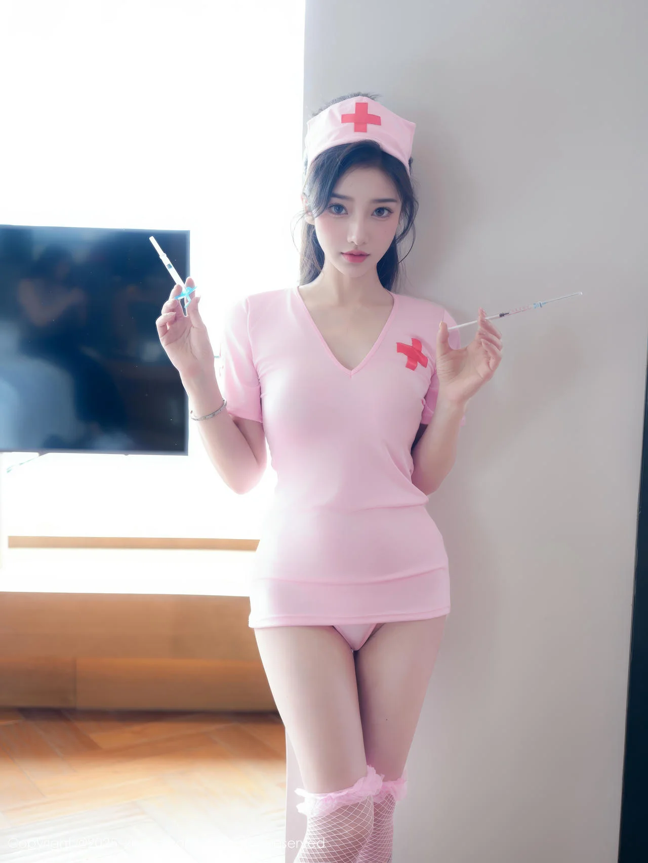 XiuRen 秀人 No.10275 Anniebaby 粉色护士制服 - 1
