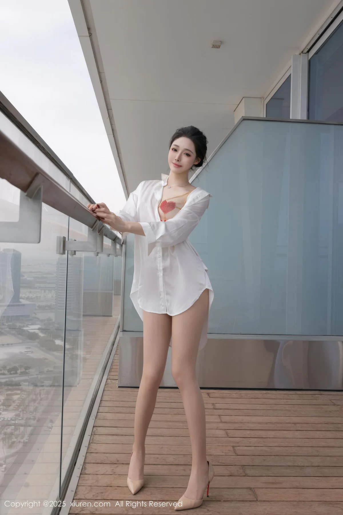 XiuRen 秀人 No.10411 小逗逗 红色情趣内衣白衬衫 - 3