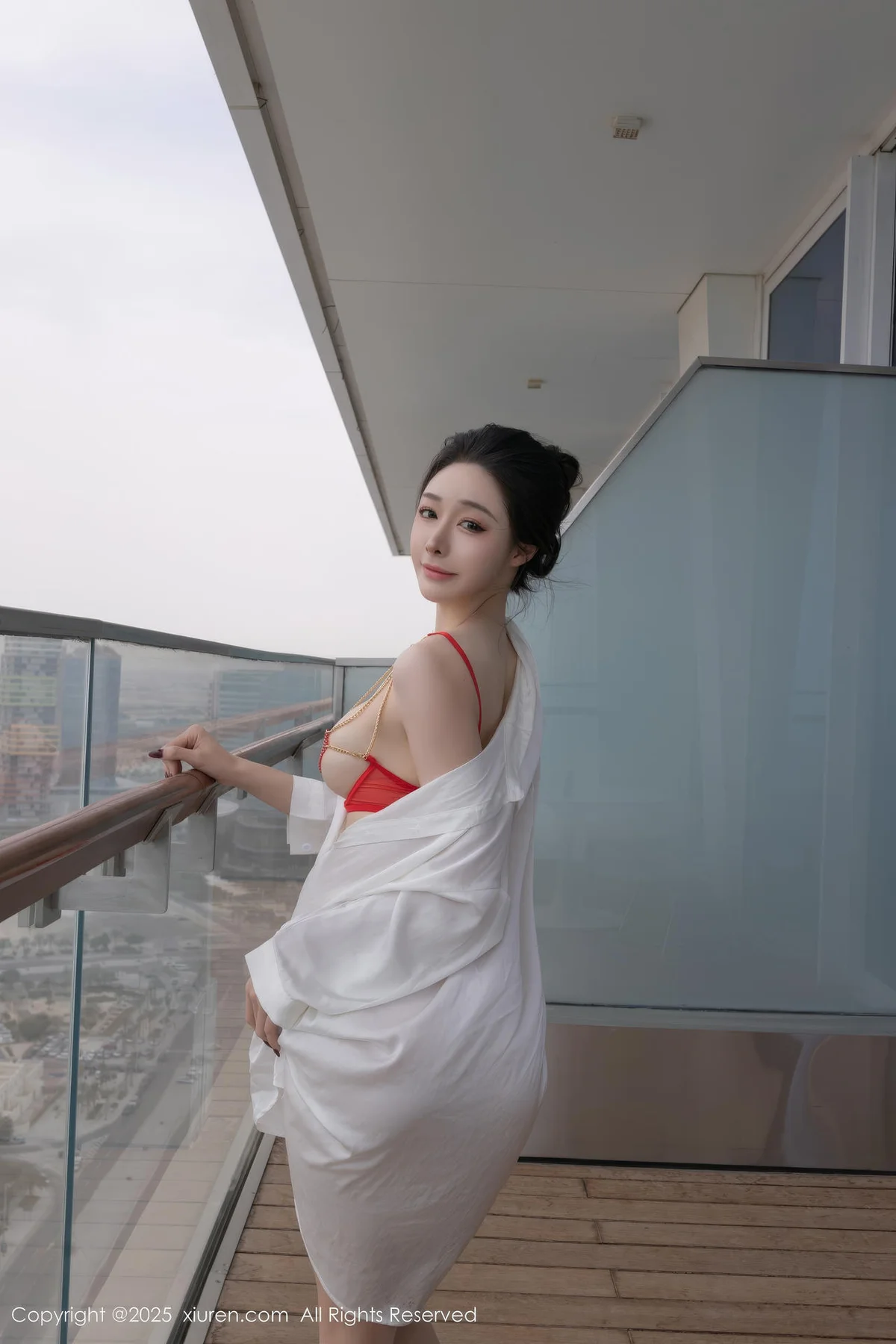 XiuRen 秀人 No.10411 小逗逗 红色情趣内衣白衬衫 - 5