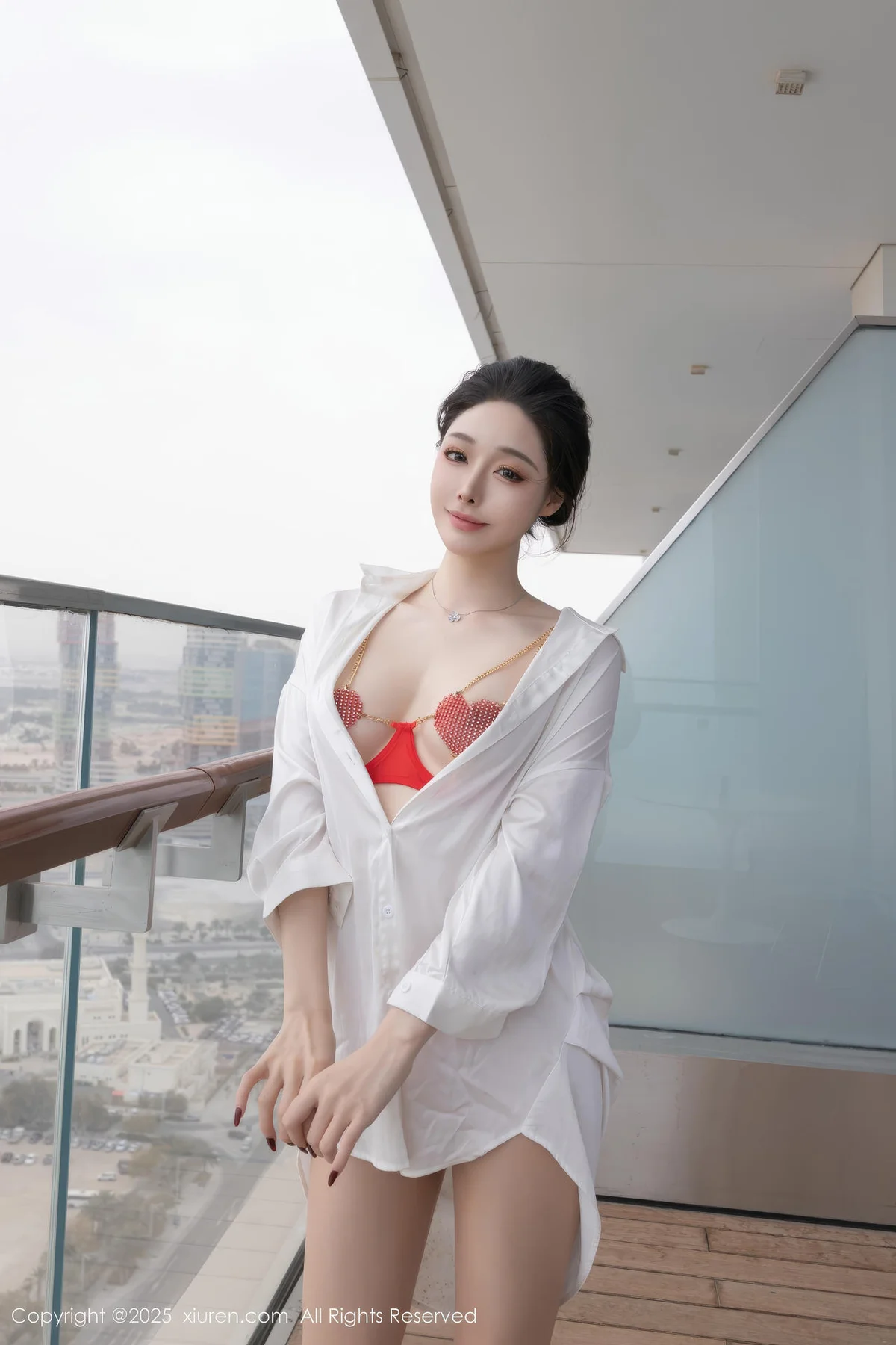 XiuRen 秀人 No.10411 小逗逗 红色情趣内衣白衬衫 - 6