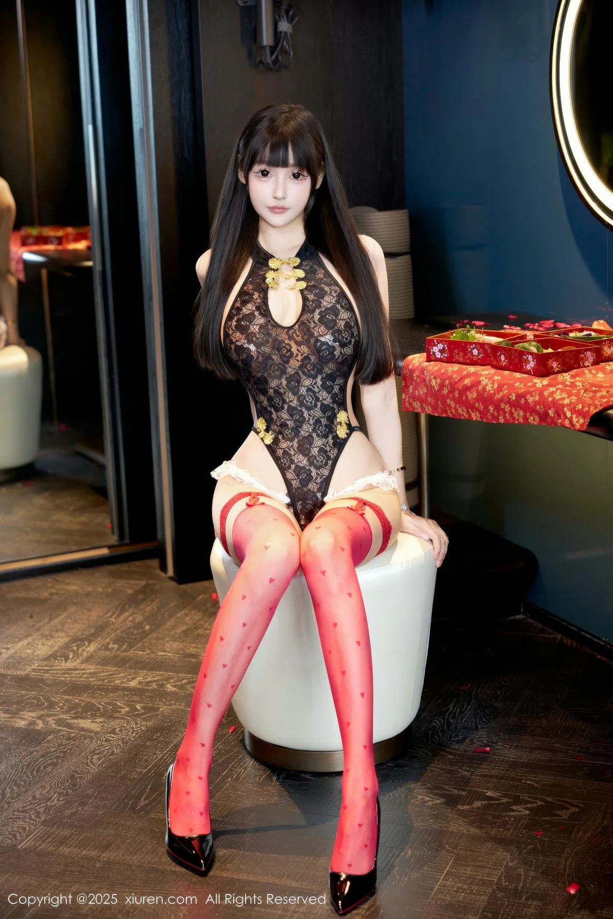 XiuRen 秀人 No.10448 智恩baby 黑色蕾丝旗袍 - 7