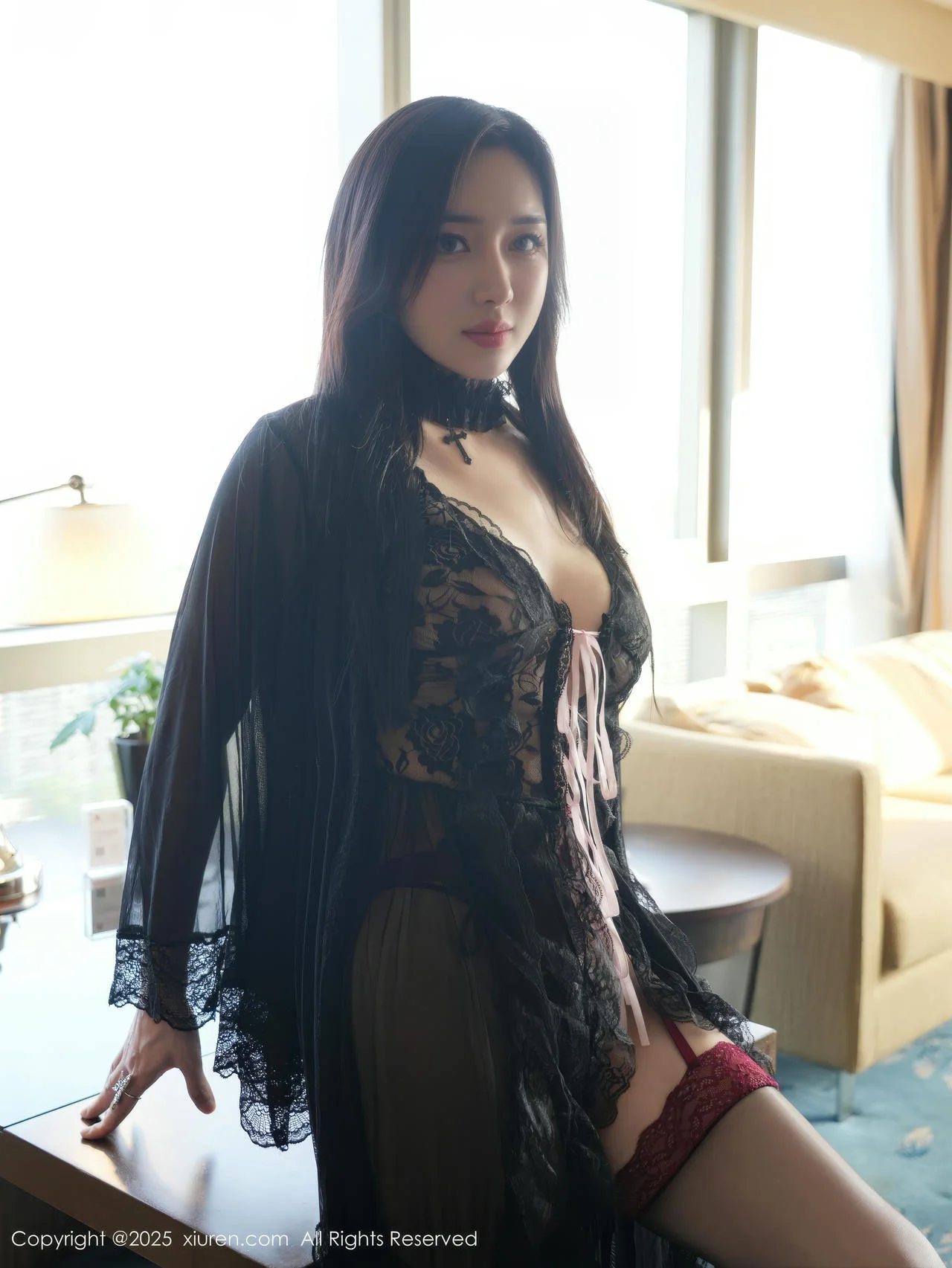 XiuRen 秀人 No.10490 苏一诺 黑色睡袍魅惑黑丝 - 7