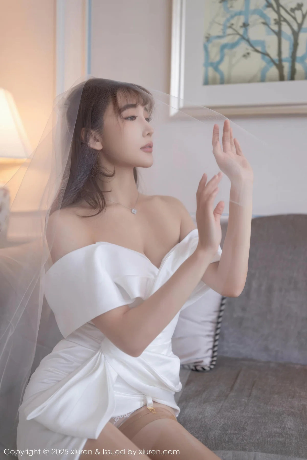 XiuRen 秀人 No.10535 陆萱萱 白色蕾丝情趣婚纱 - 8