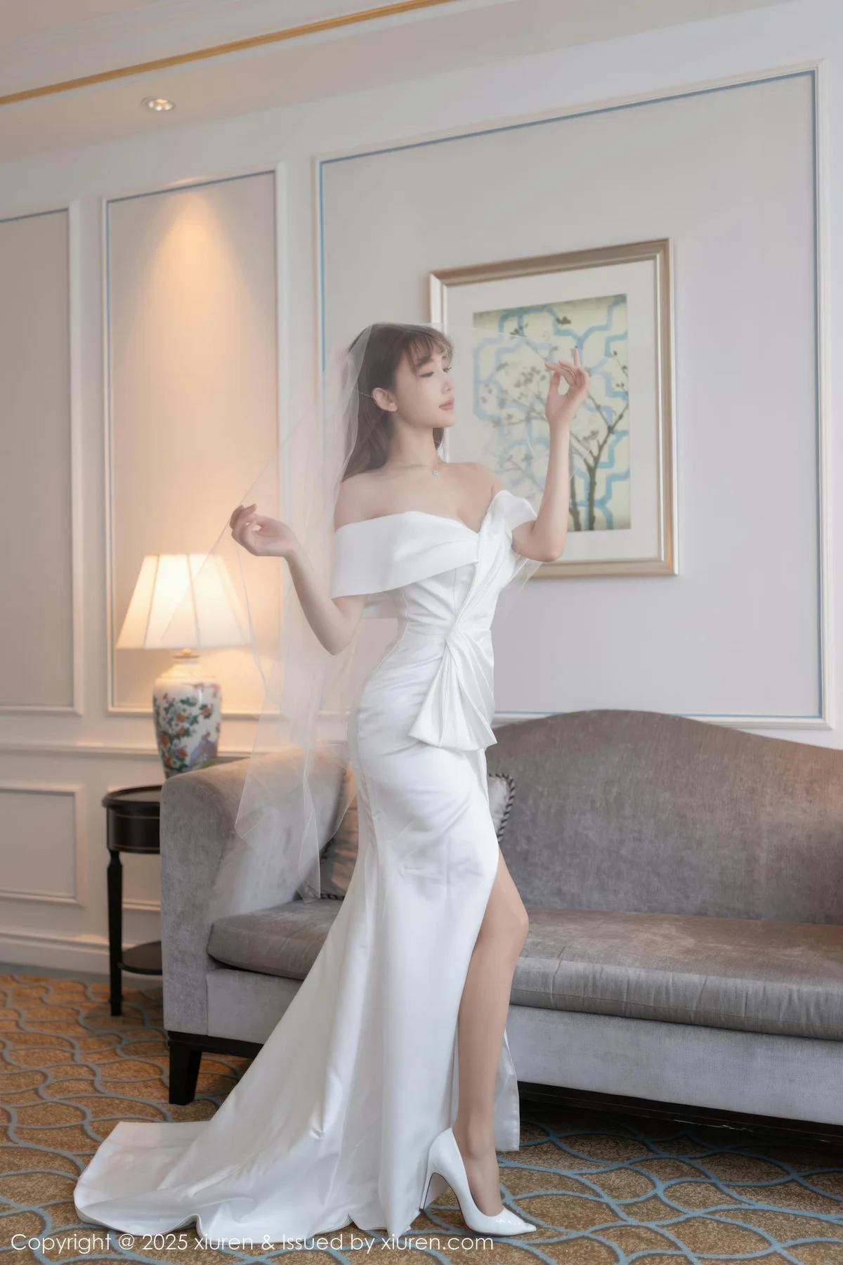 XiuRen 秀人 No.10535 陆萱萱 白色蕾丝情趣婚纱 - 3