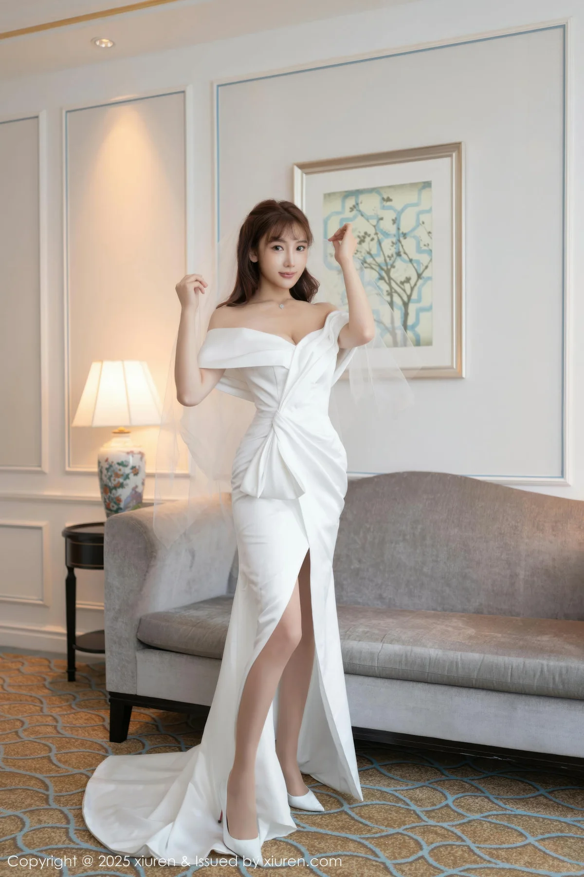 XiuRen 秀人 No.10535 陆萱萱 白色蕾丝情趣婚纱 - 7