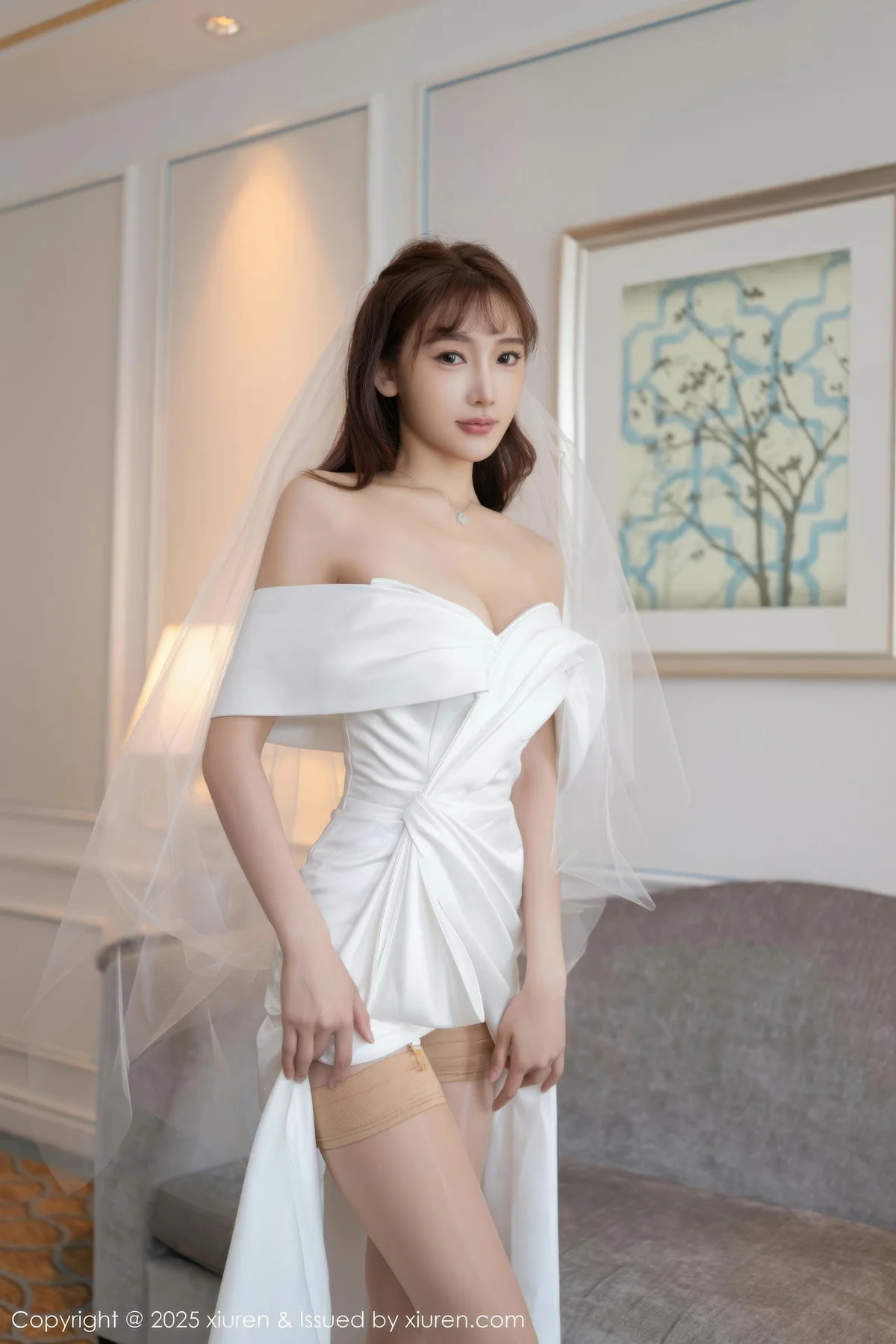 XiuRen 秀人 No.10535 陆萱萱 白色蕾丝情趣婚纱 - 8