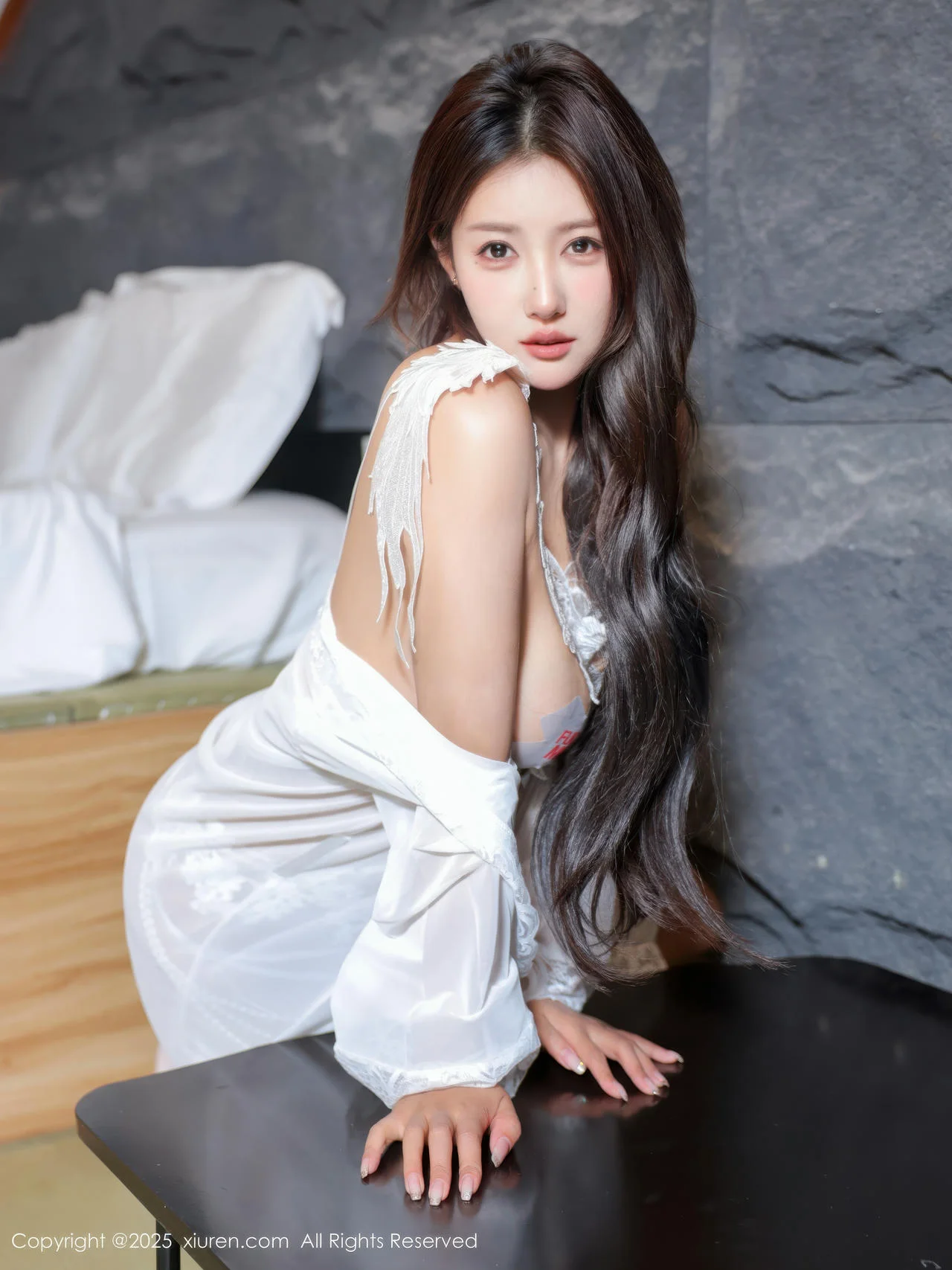 XiuRen 秀人 No.10546 金允希Yuki 白色蕾丝睡袍 - 6