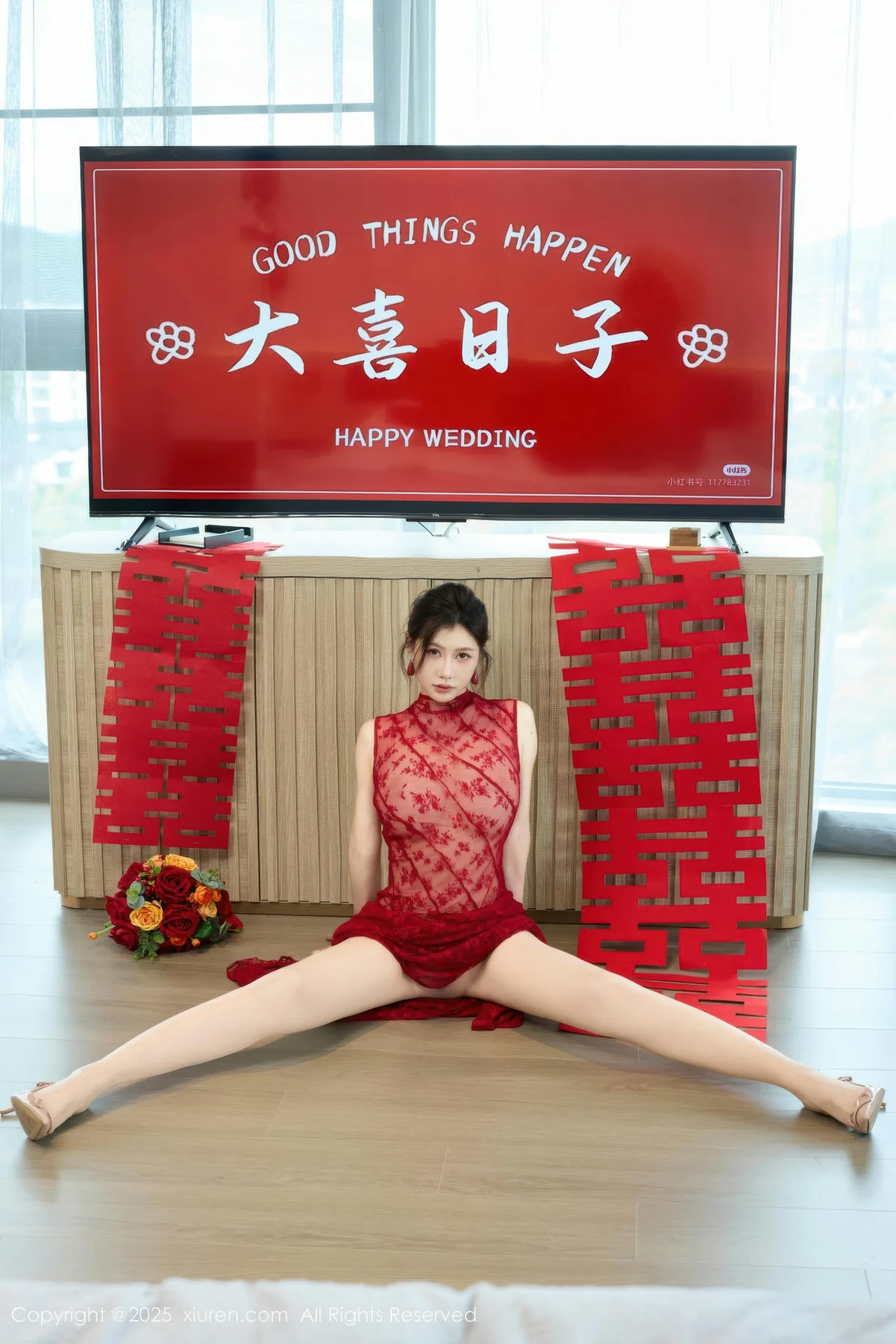 XiuRen 秀人 No.10578 尹甜甜 红色新娘晨袍 - 1