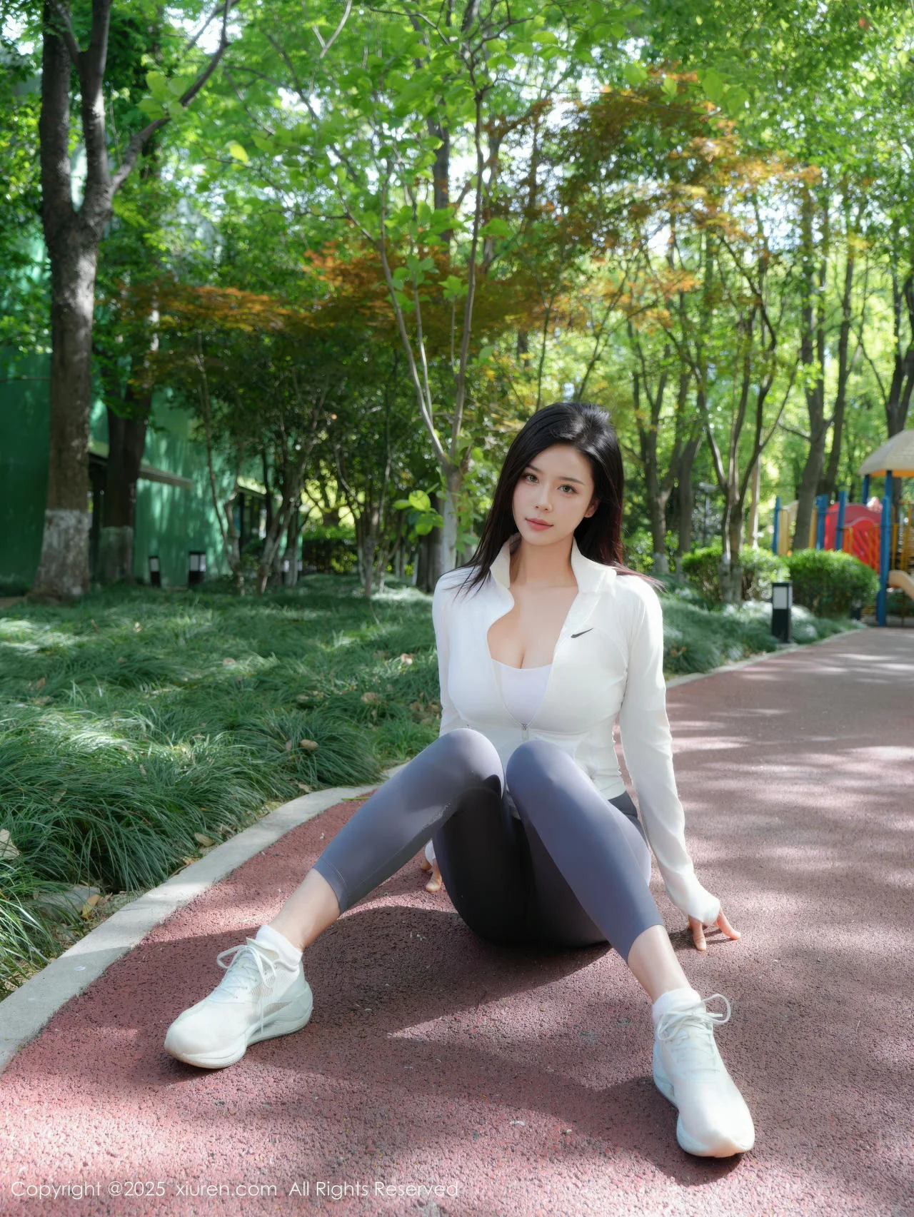XiuRen 秀人 No.10595 玫瑰我爱你 白蓝瑜伽运动服 - 2