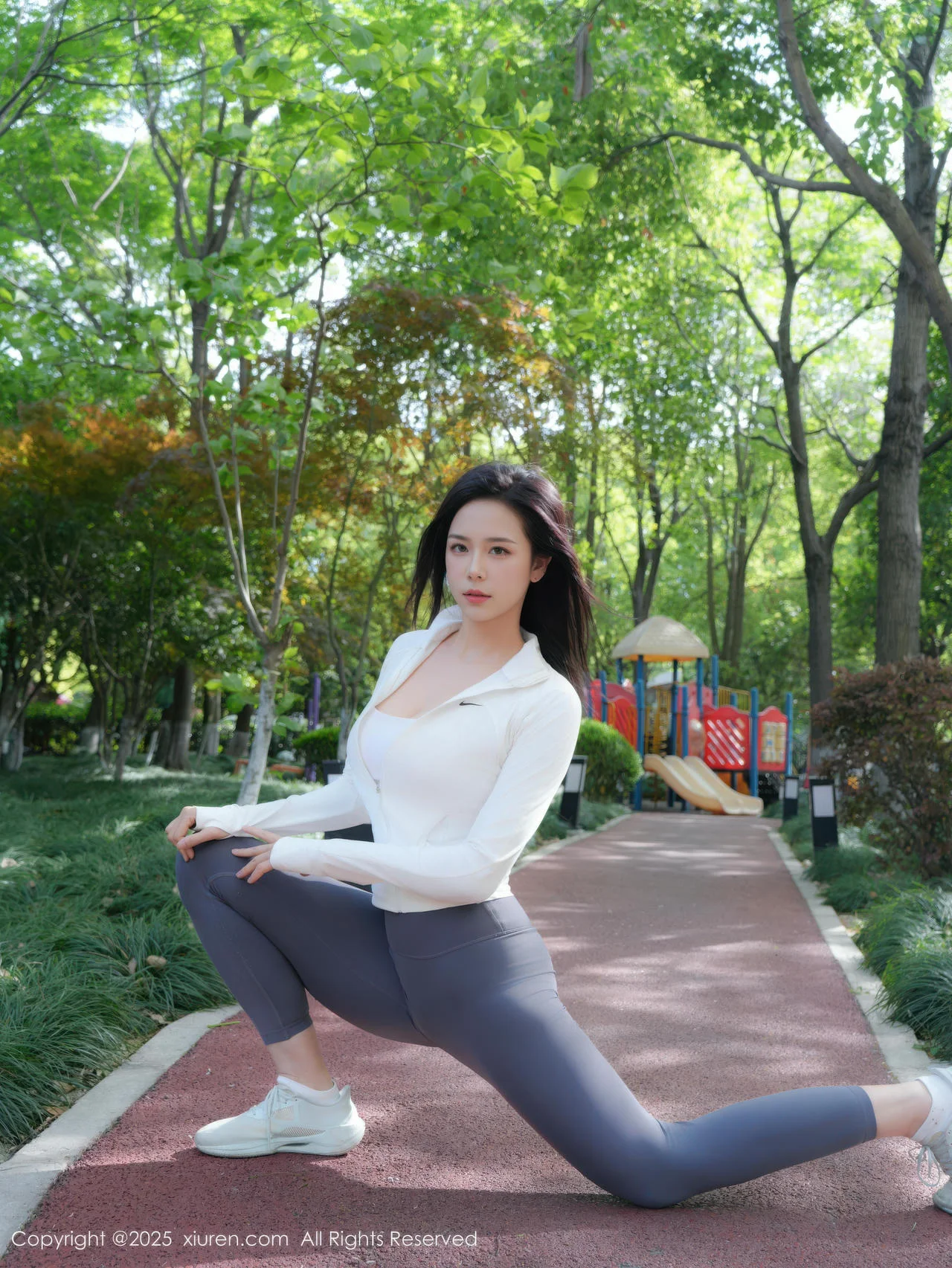 XiuRen 秀人 No.10595 玫瑰我爱你 白蓝瑜伽运动服 - 5