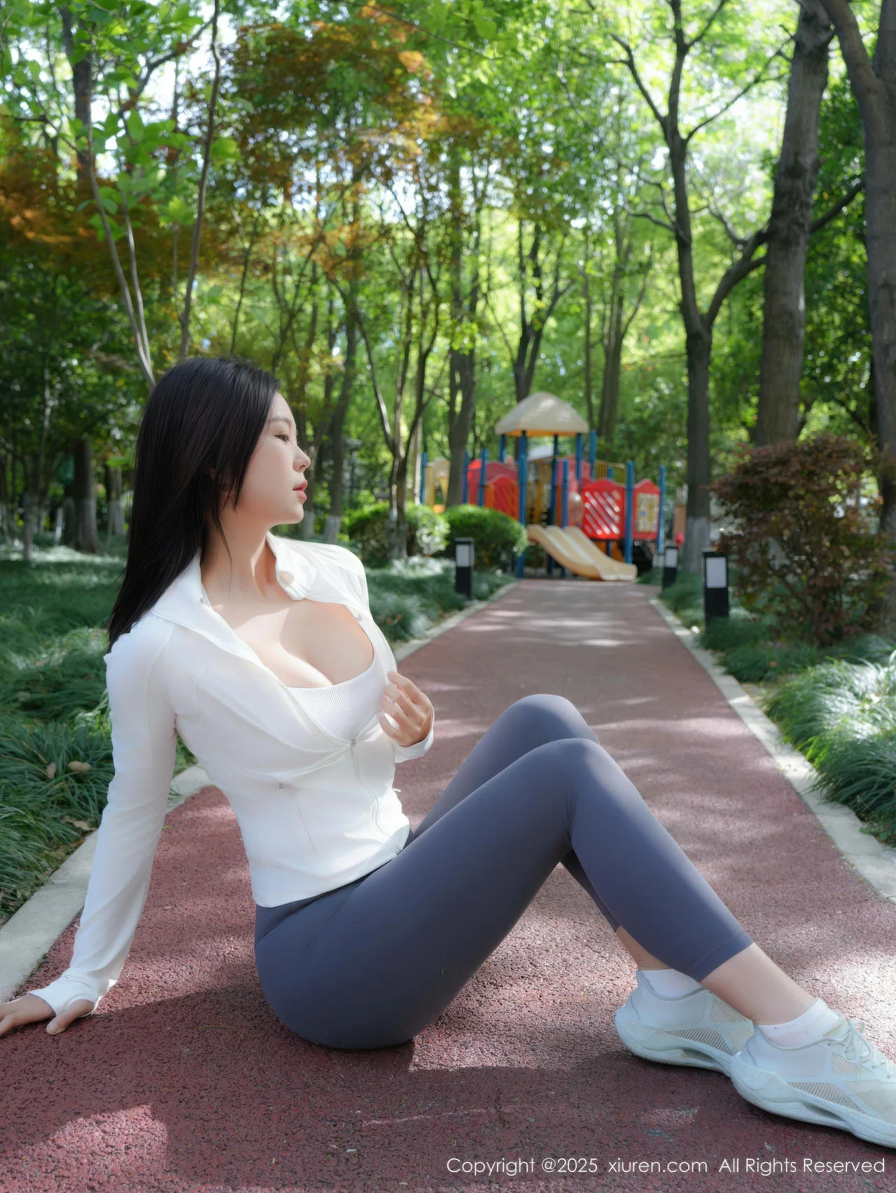 XiuRen 秀人 No.10595 玫瑰我爱你 白蓝瑜伽运动服 - 7
