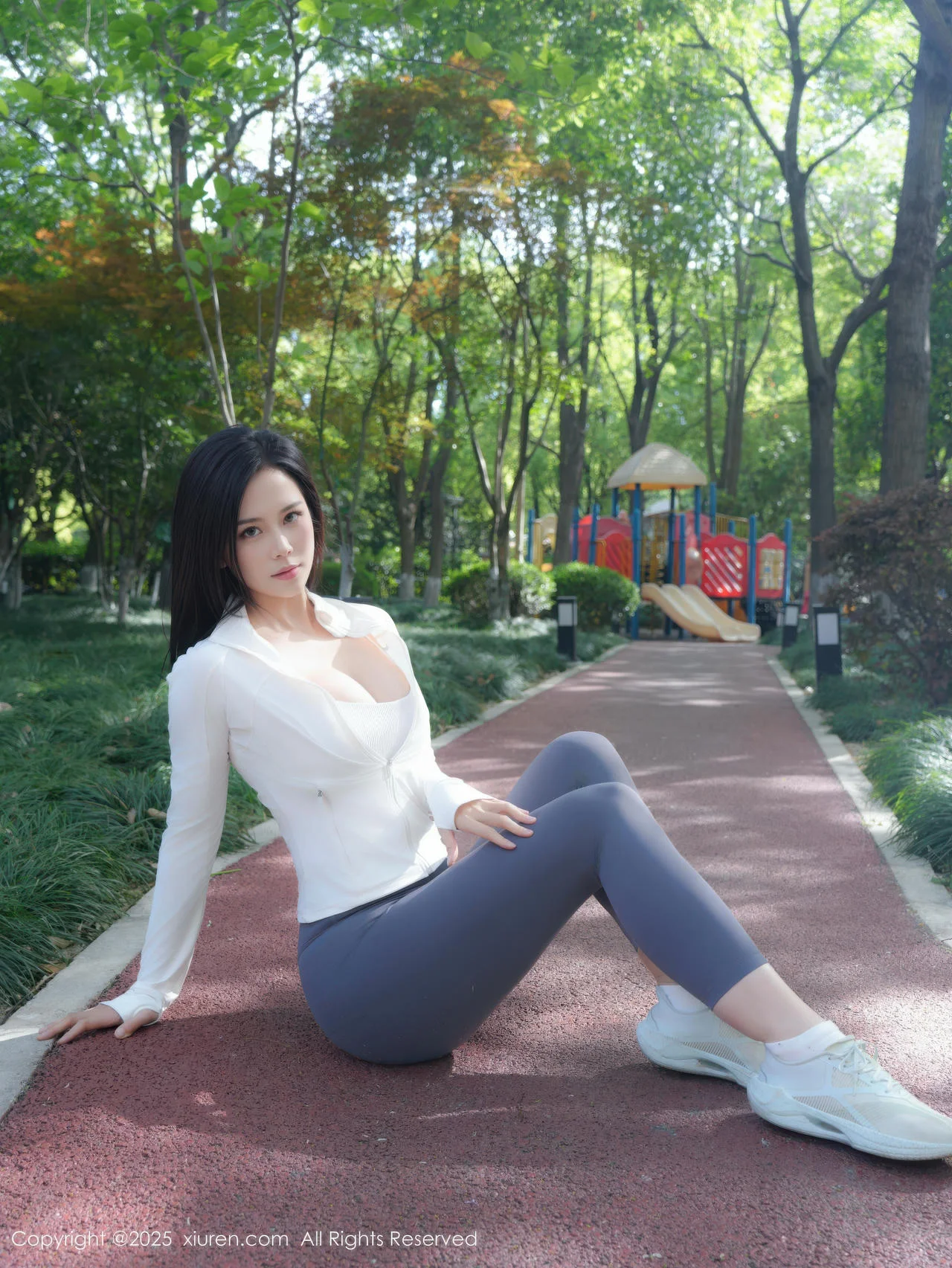 XiuRen 秀人 No.10595 玫瑰我爱你 白蓝瑜伽运动服 - 8