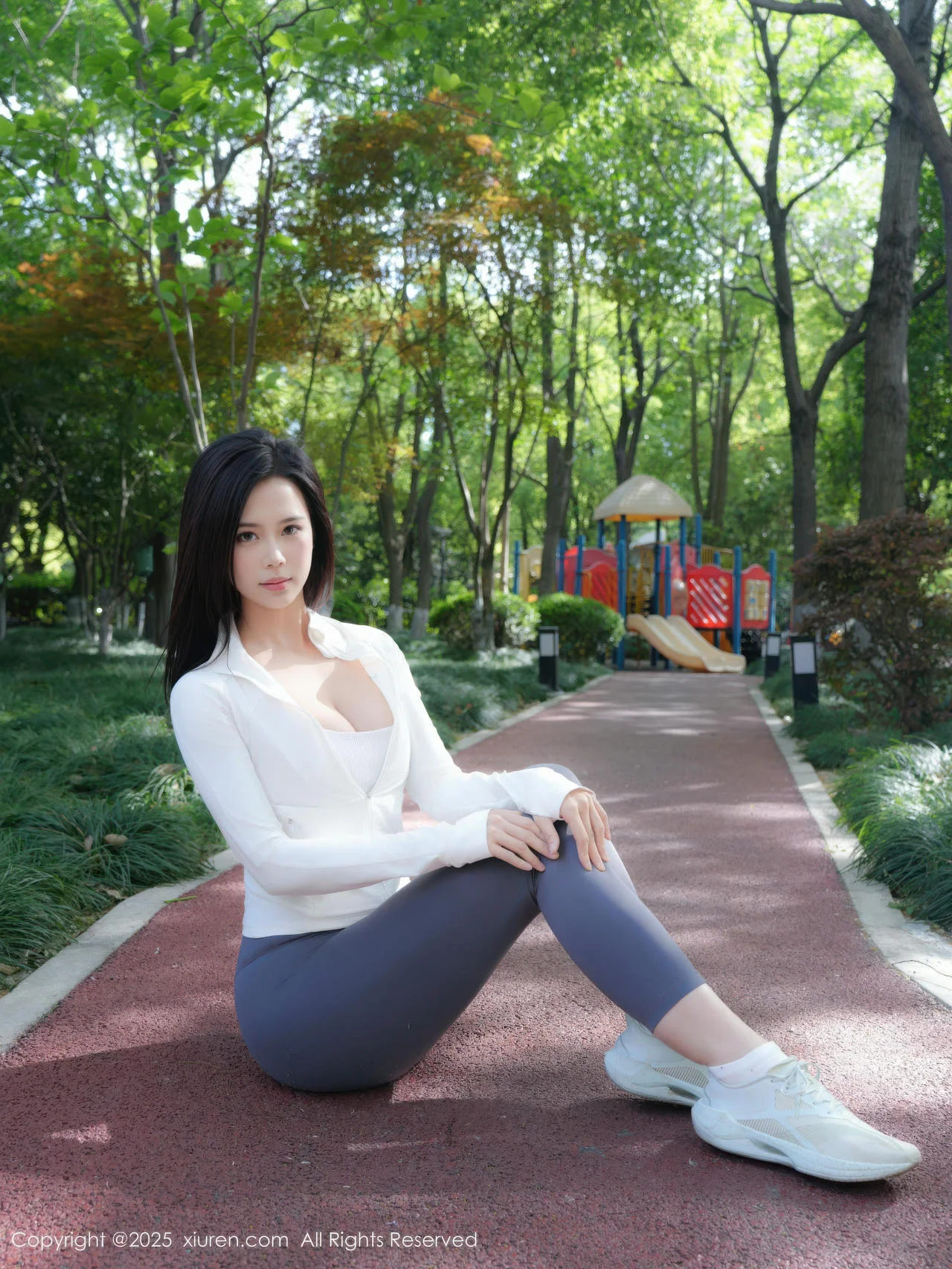 XiuRen 秀人 No.10595 玫瑰我爱你 白蓝瑜伽运动服 - 9