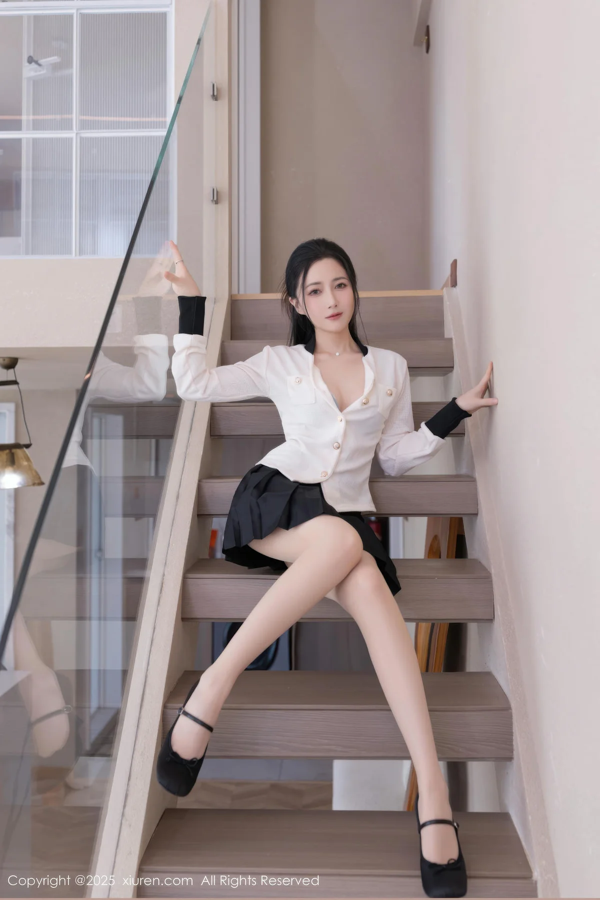 XiuRen 秀人 No.10615 鱼子酱Fish  黑色短裙肉色丝袜 - 8