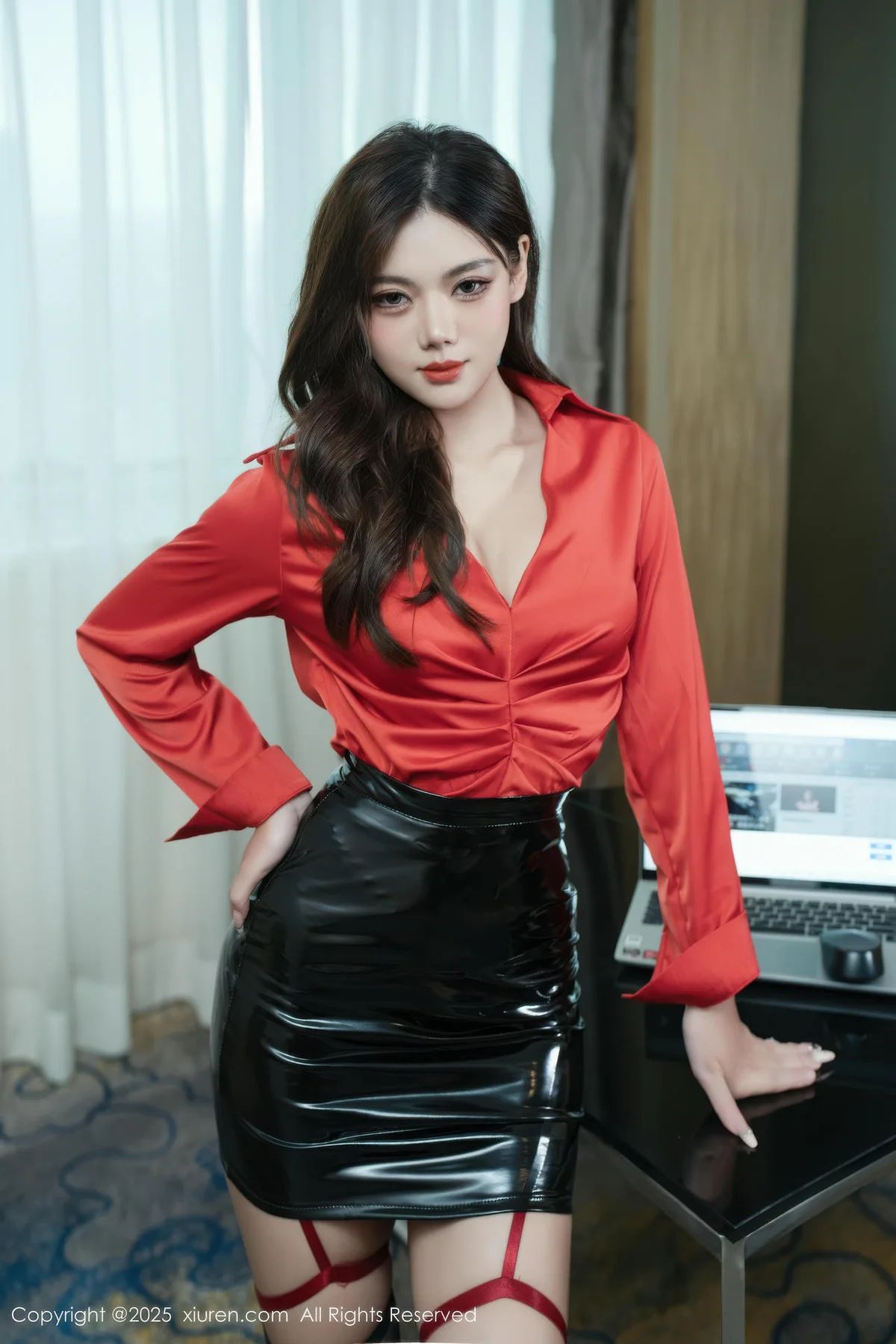 XiuRen 秀人 No.10616 叮当DD 黑色皮裙 - 2