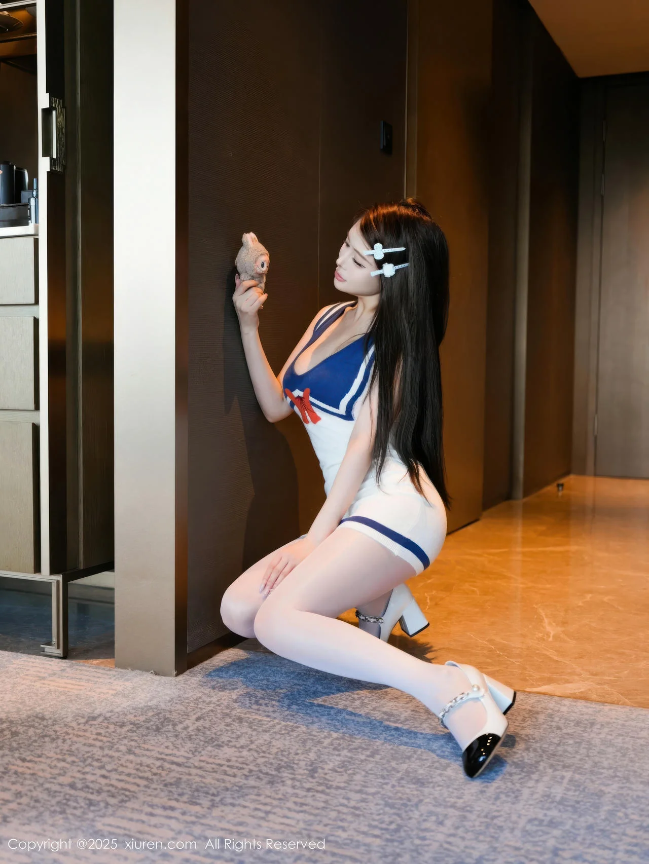 XiuRen 秀人 No.10628 甜妮 蓝白连衣短裙 - 8