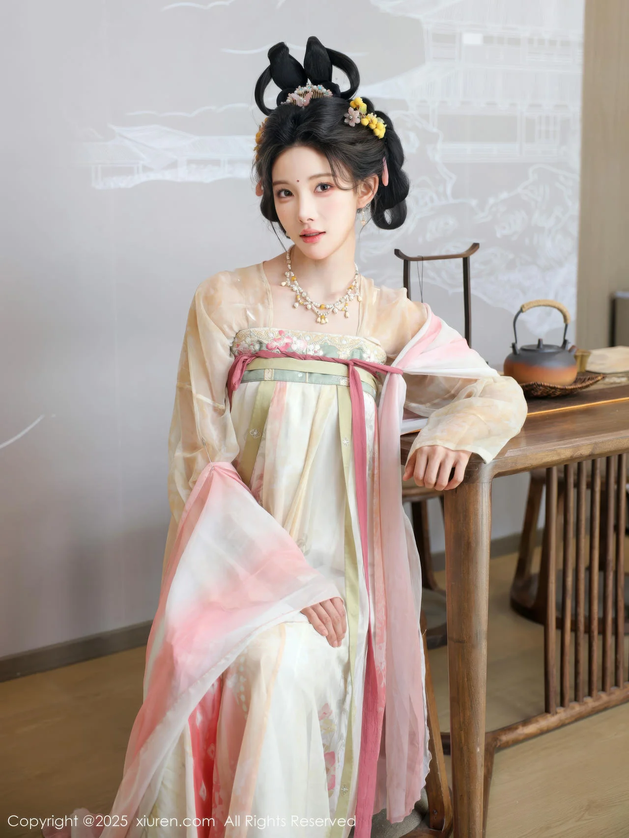 XiuRen 秀人 No.10645 梨霜儿 浅色古装服饰拍摄 - 5