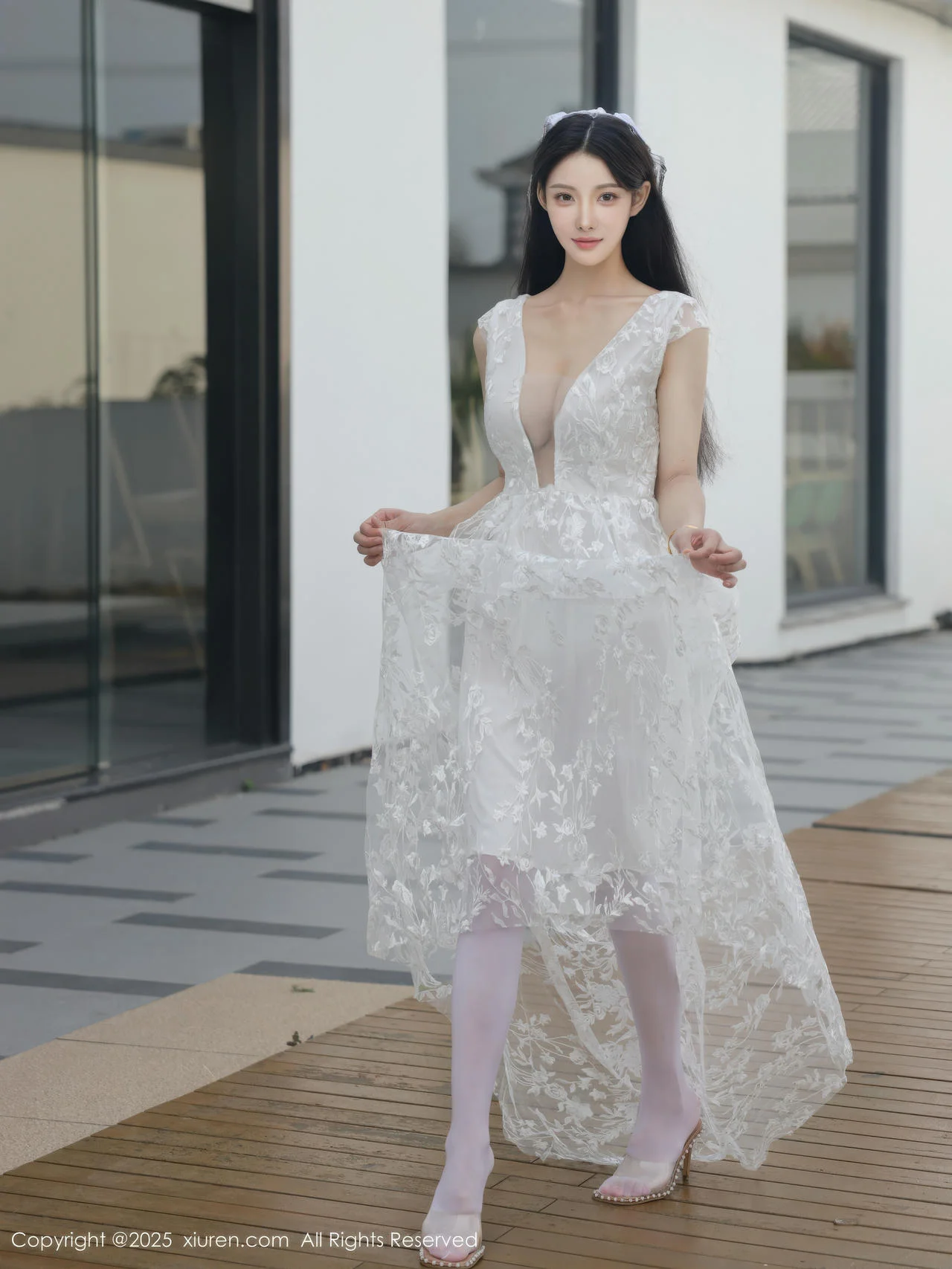 XiuRen 秀人 No.10661 梨霜儿 白色婚纱诱人白色丝袜 - 8