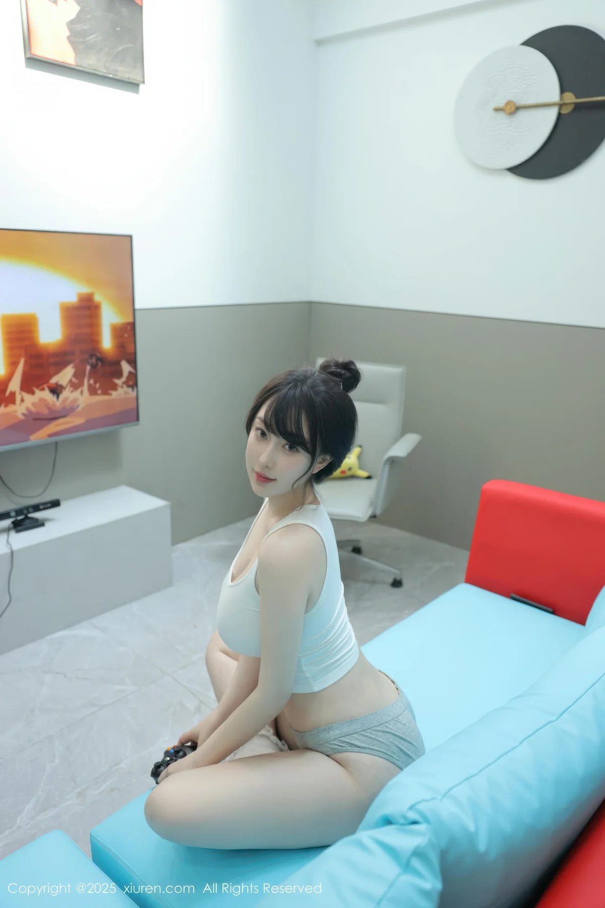 XiuRen 秀人 No.10676 李沁恩lrene 白色T恤居家服 - 9