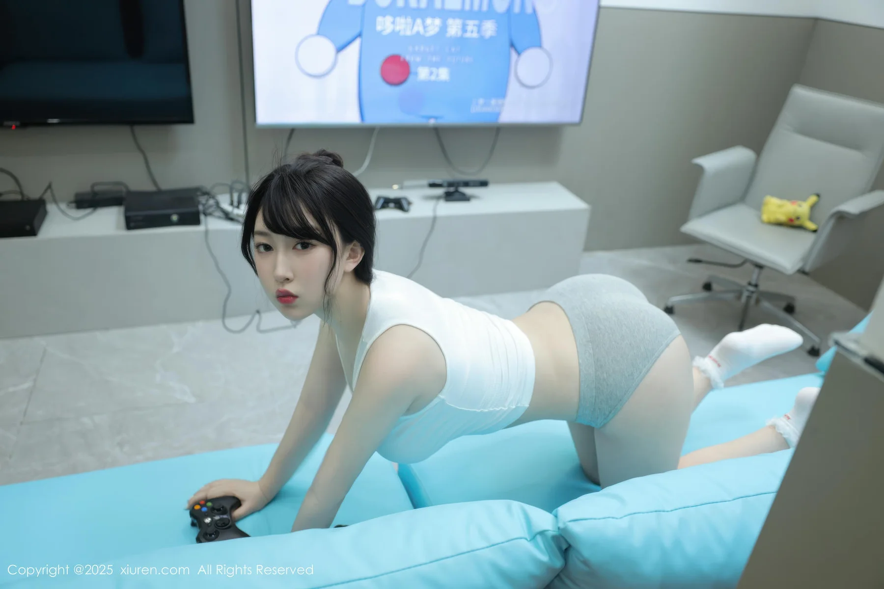 XiuRen 秀人 No.10676 李沁恩lrene 白色T恤居家服 - 9