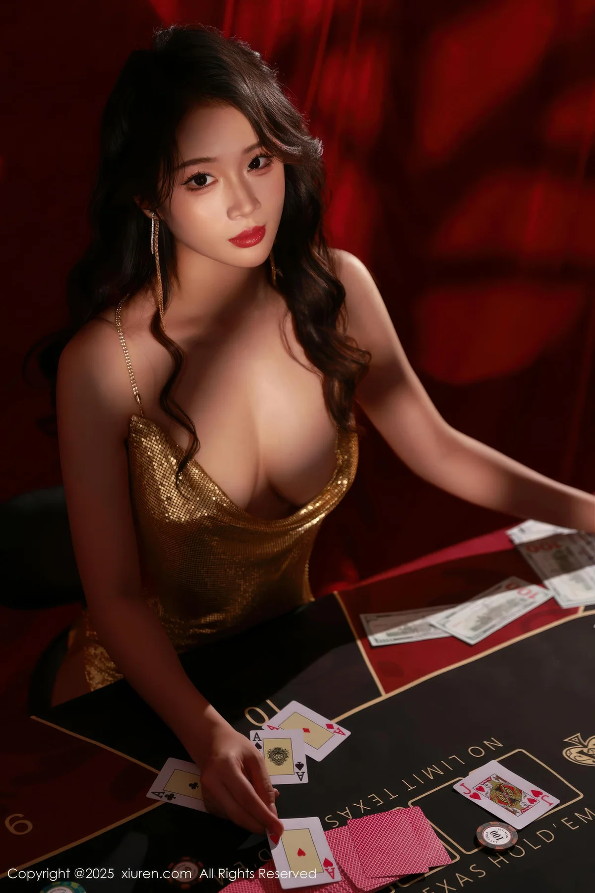 XiuRen 秀人 No.10681 南乔 金色吊带情趣内衣 - 8