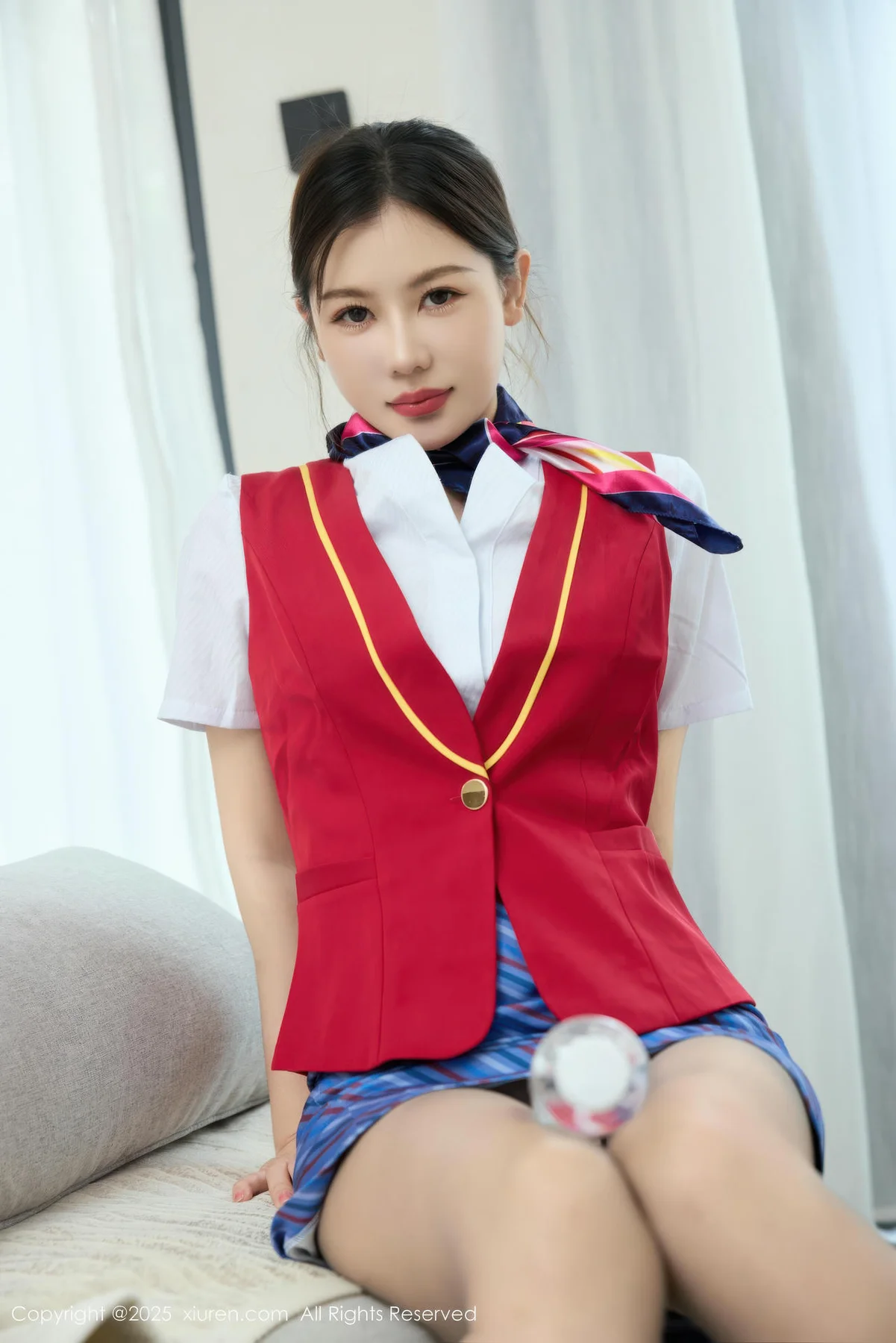 XiuRen 秀人 No.10703 尹甜甜 红色乘务员制服 - 3