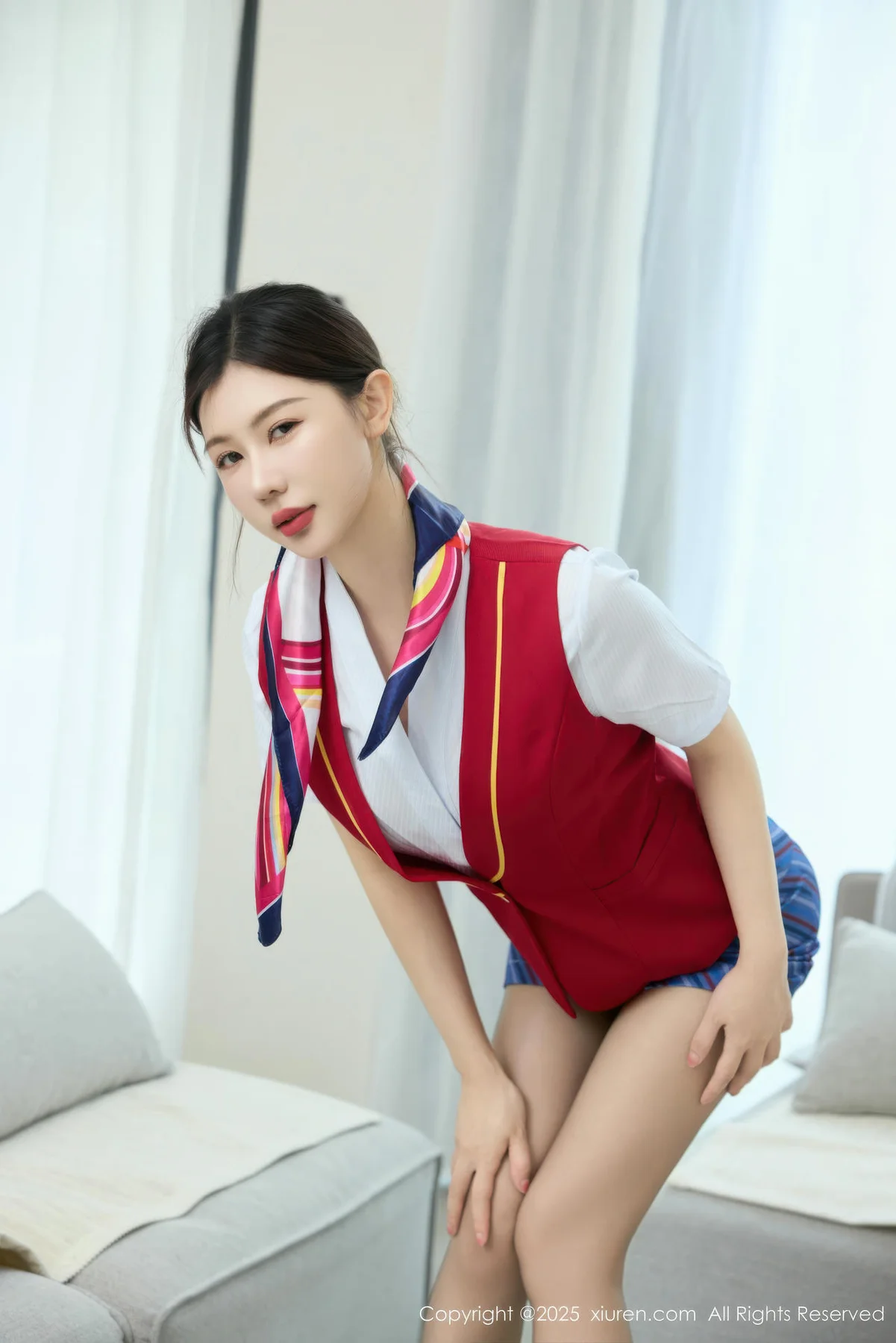 XiuRen 秀人 No.10703 尹甜甜 红色乘务员制服 - 4