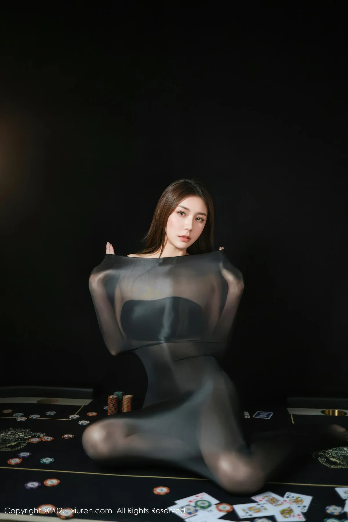 XiuRen 秀人 No.10713 悦兮 黑色连体丝袜 - 1