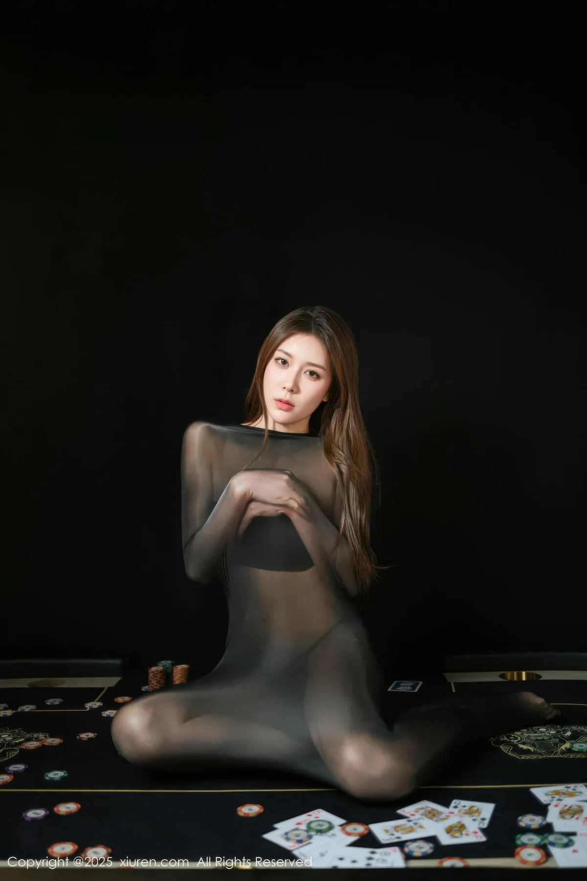 XiuRen 秀人 No.10713 悦兮 黑色连体丝袜 - 2