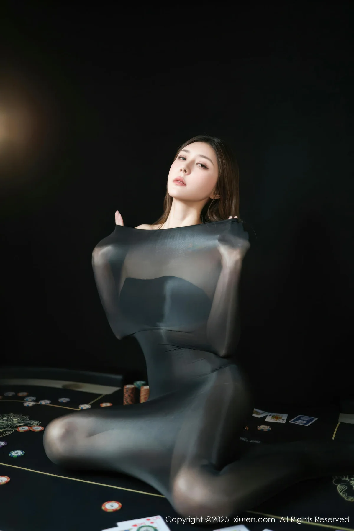 XiuRen 秀人 No.10713 悦兮 黑色连体丝袜 - 4