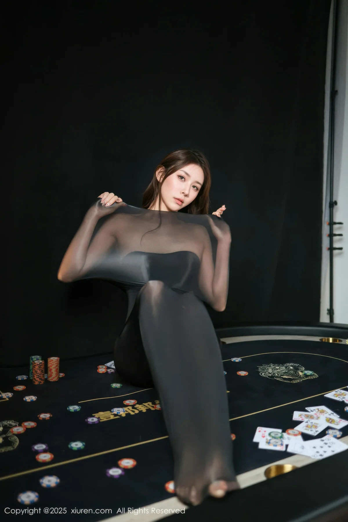 XiuRen 秀人 No.10713 悦兮 黑色连体丝袜 - 1