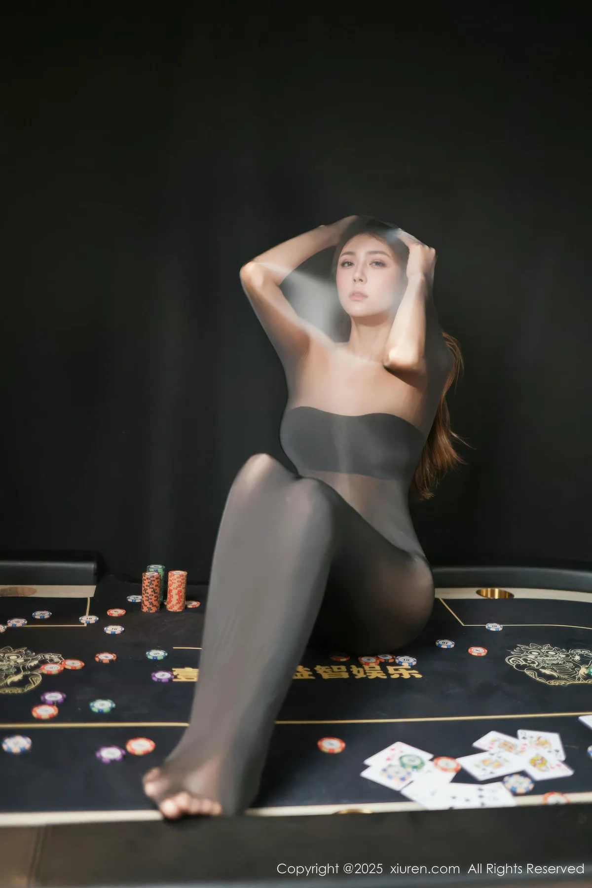 XiuRen 秀人 No.10713 悦兮 黑色连体丝袜 - 3