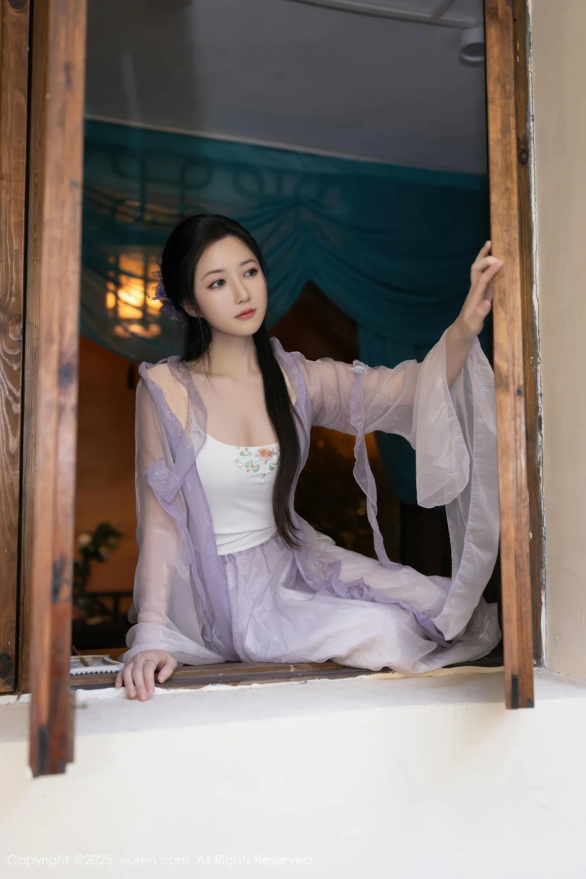 XiuRen 秀人 No.10737 鱼子酱Fish 紫色连衣裙 - 1