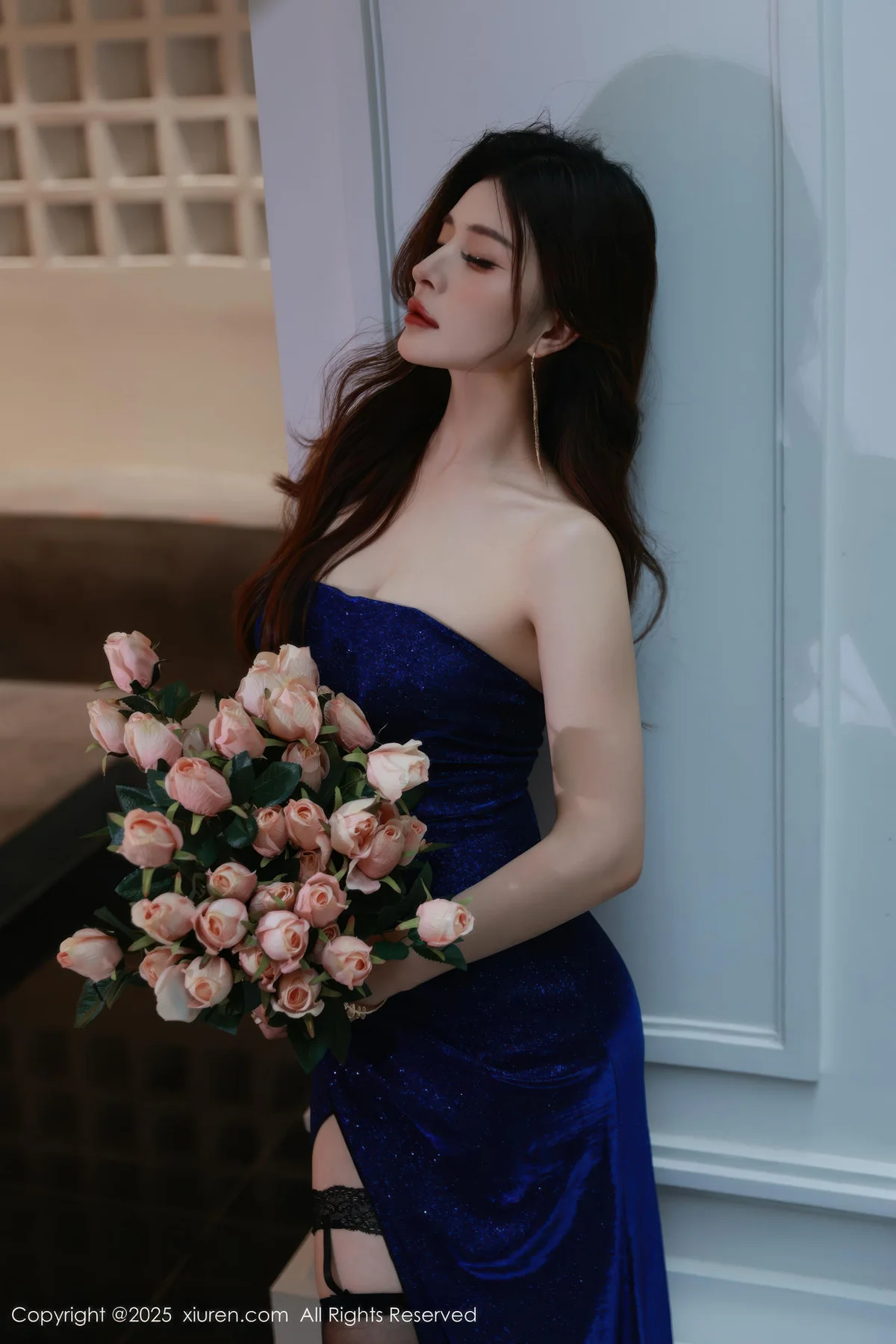 XiuRen 秀人 No.10740 阿依莎 蓝色连衣裙搭配 - 6