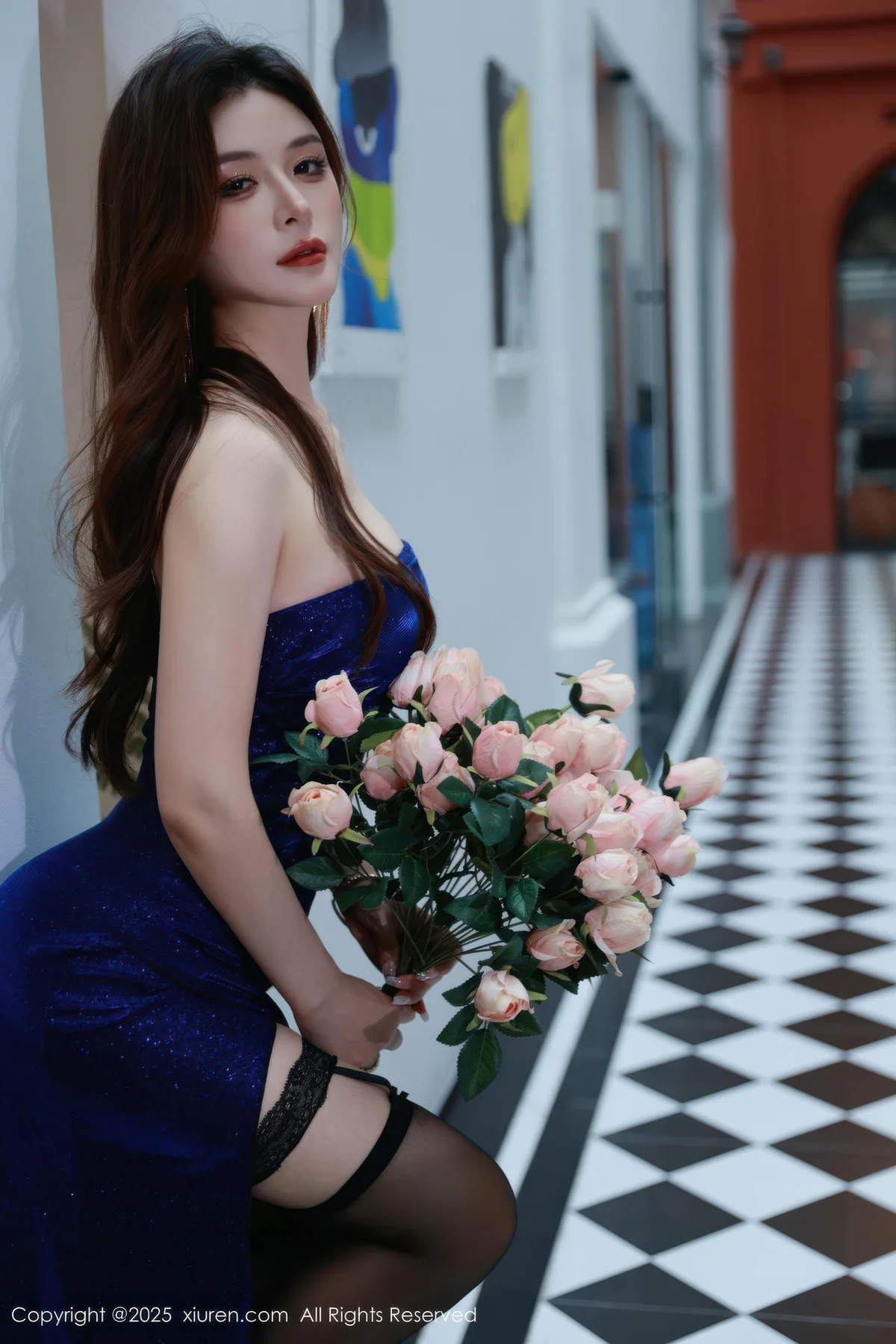 XiuRen 秀人 No.10740 阿依莎 蓝色连衣裙搭配 - 9