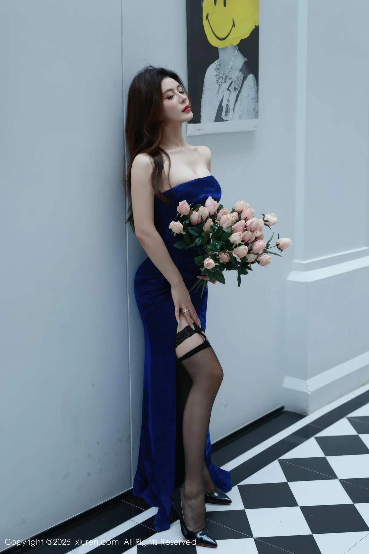 XiuRen 秀人 No.10740 阿依莎 蓝色连衣裙搭配 - 4