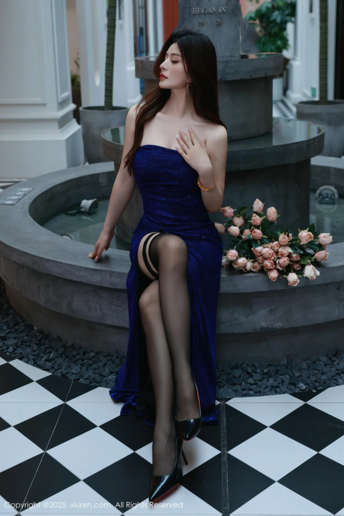 XiuRen 秀人 No.10740 阿依莎 蓝色连衣裙搭配 - 9
