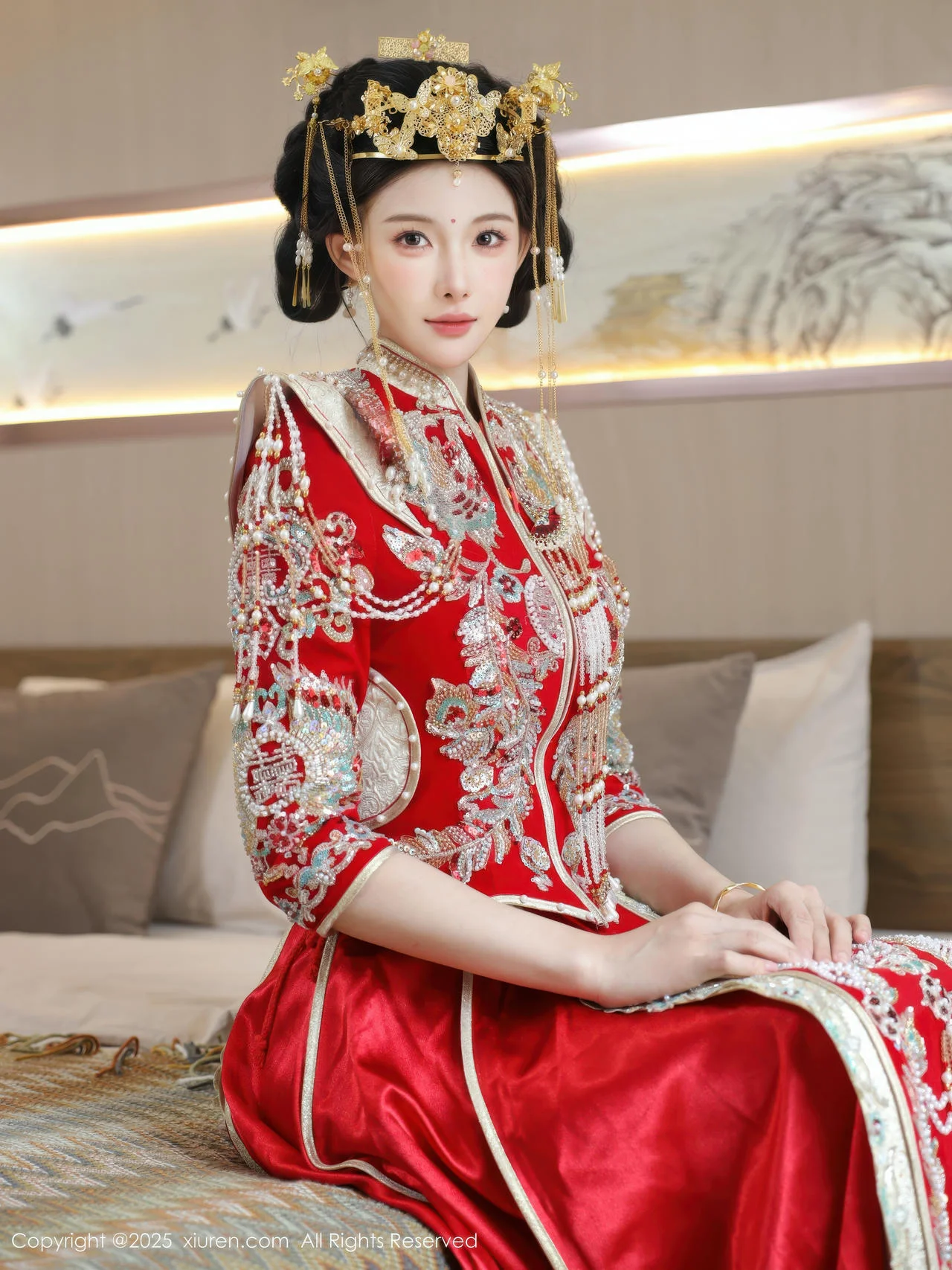 XiuRen 秀人 No.10742 梨霜儿 红色新娘服饰 - 2