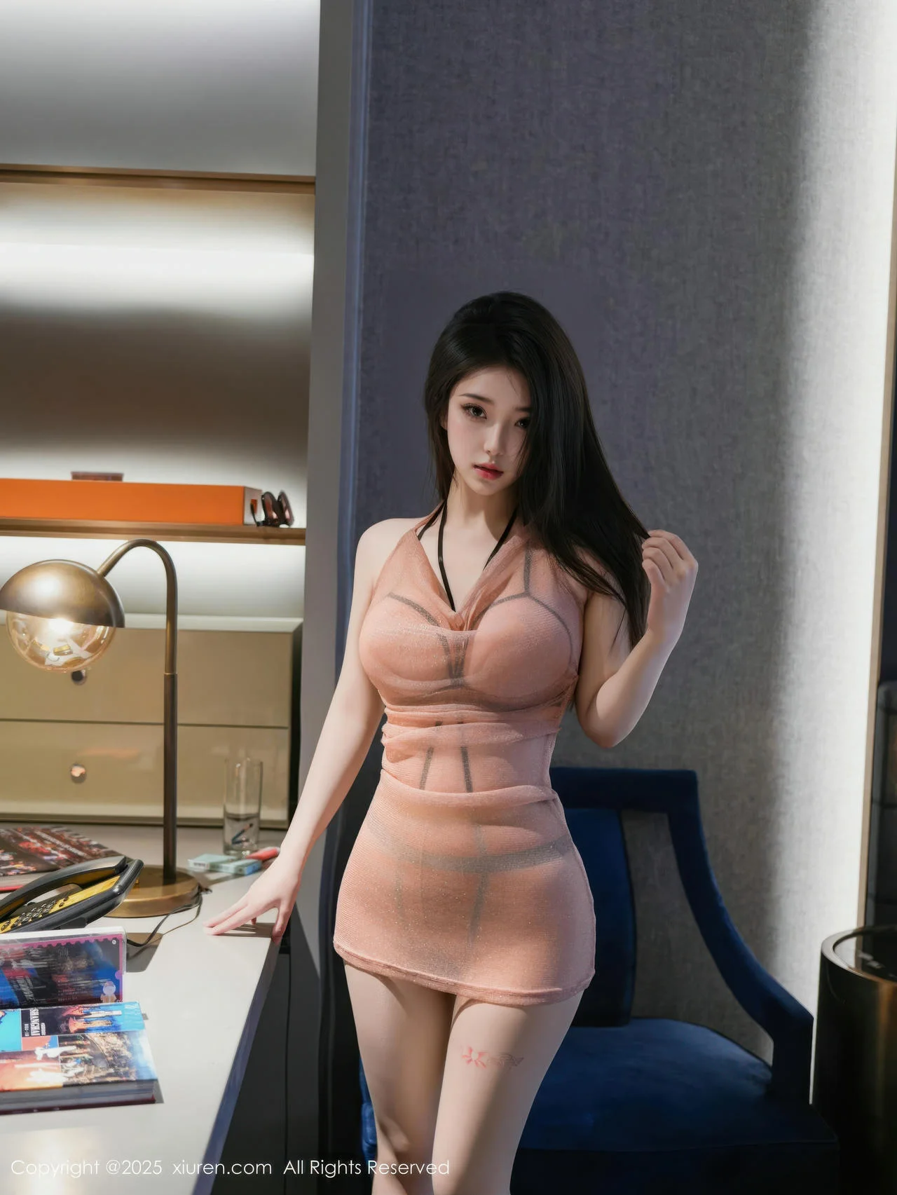 XiuRen 秀人 No.10758 烧烧小桃 粉色连衣短裙 - 5