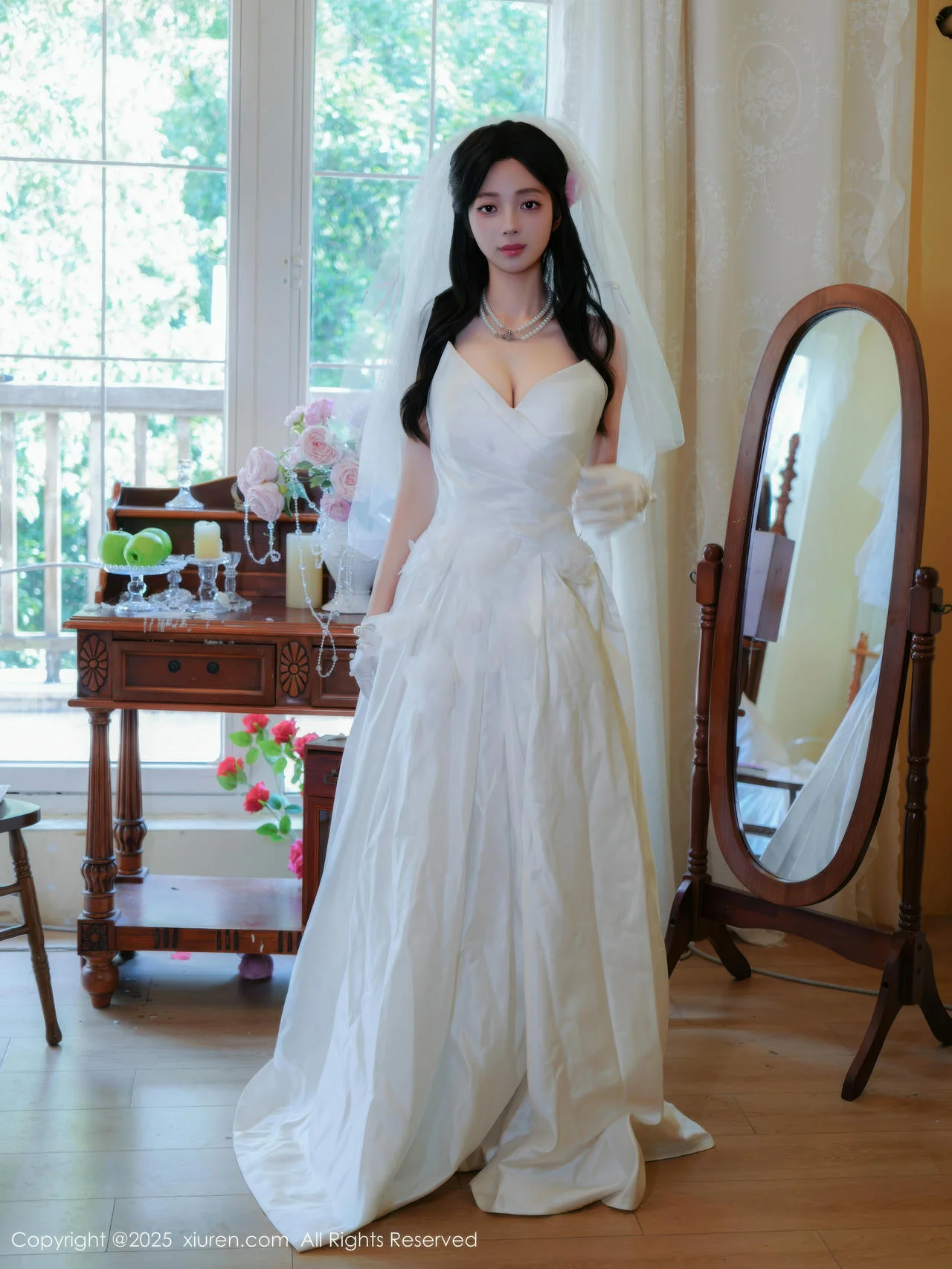 XiuRen 秀人 No.10769 朱朱molly 白色婚纱白色丝袜 - 2