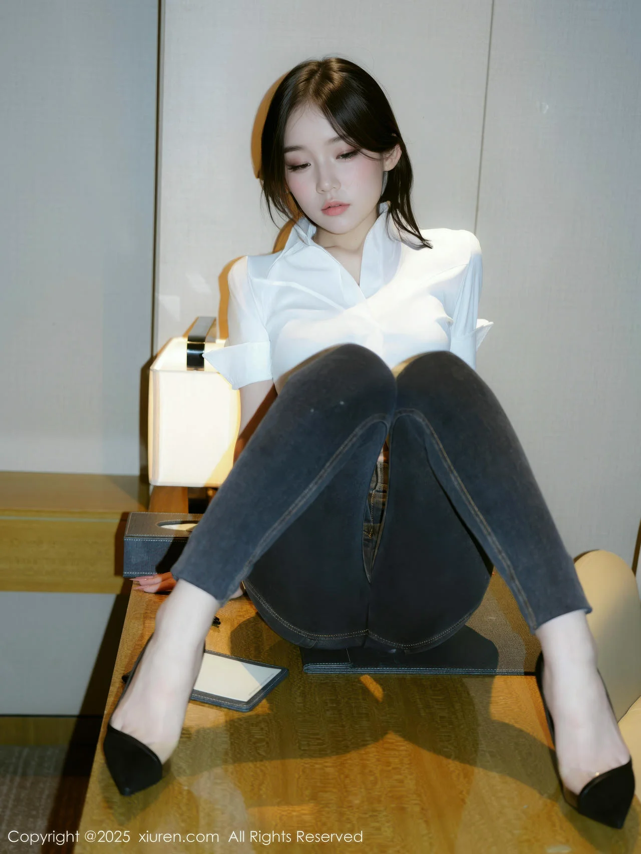 XiuRen 秀人 No.10785 汁汁  白T搭配简约长裤 - 7