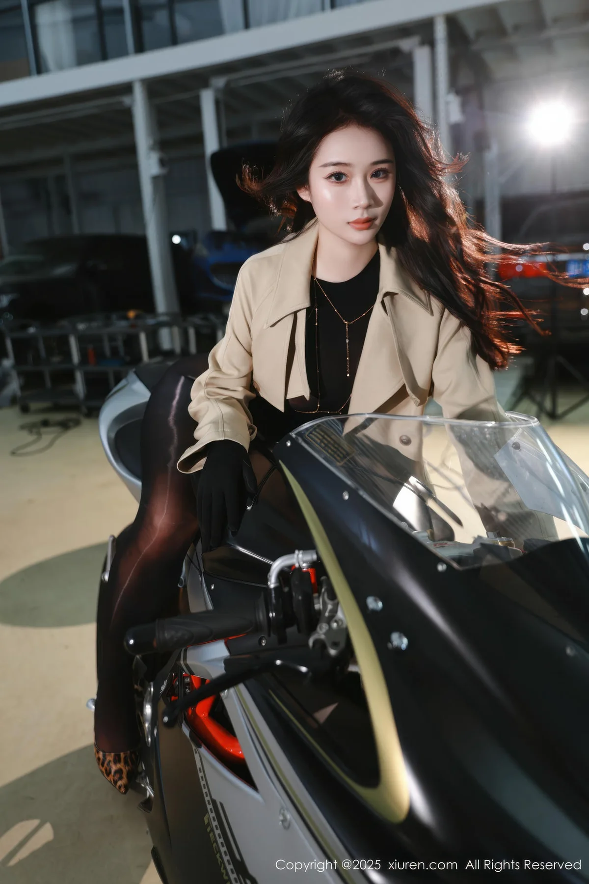 XiuRen 秀人 No.10788 南乔 杏色风衣连体丝袜 - 3