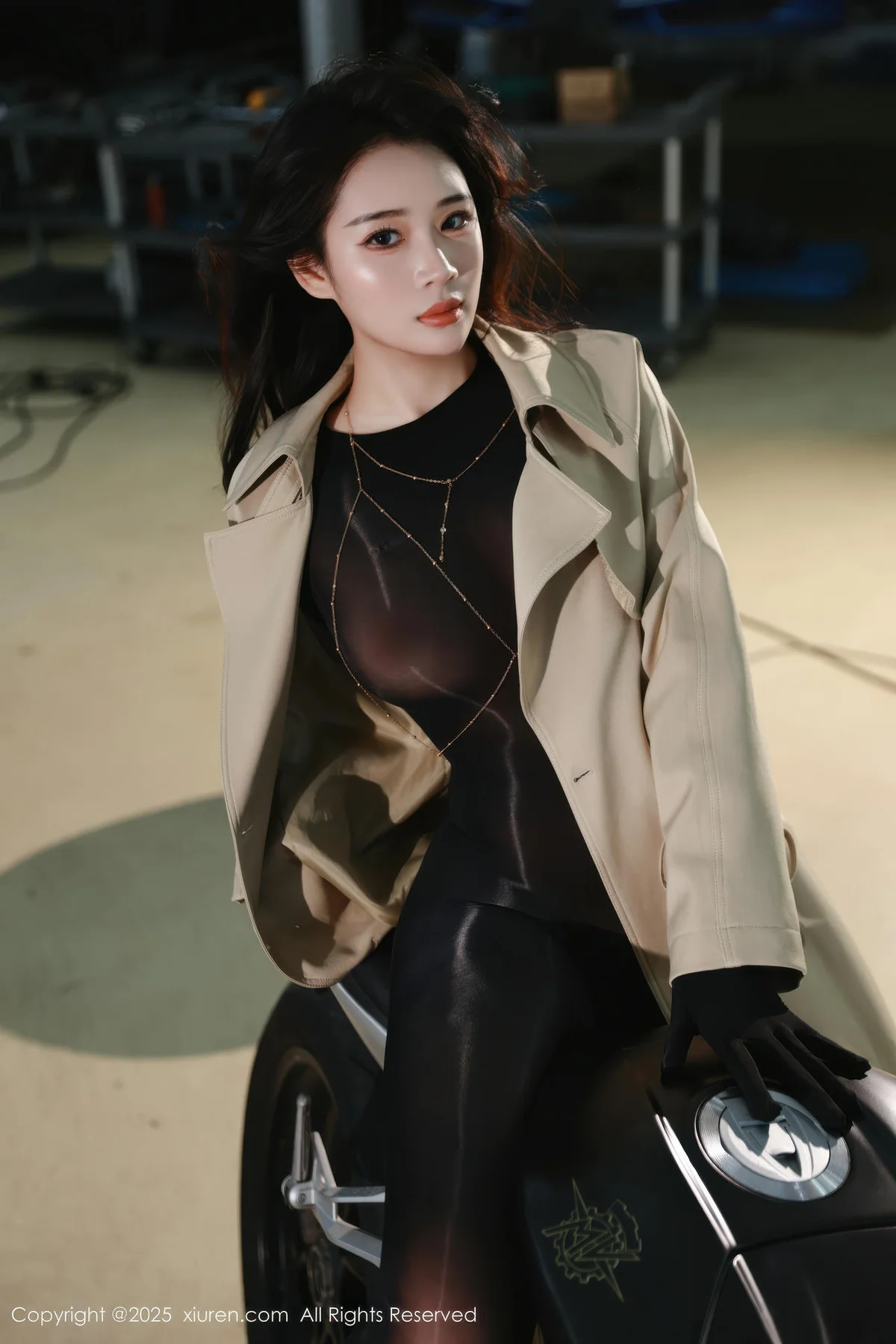 XiuRen 秀人 No.10788 南乔 杏色风衣连体丝袜 - 5