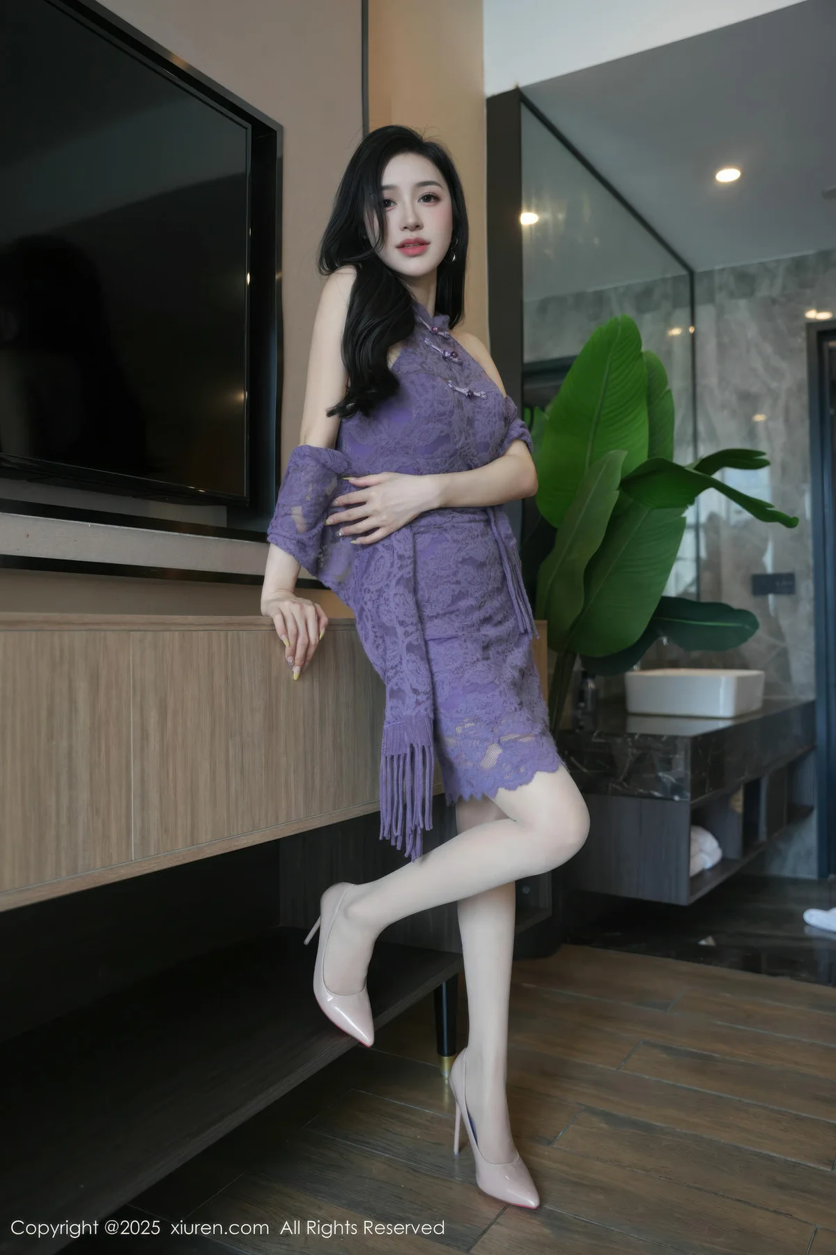 XiuRen 秀人 No.10801 小阿娇Gill 紫色连衣裙长腿高跟 - 6