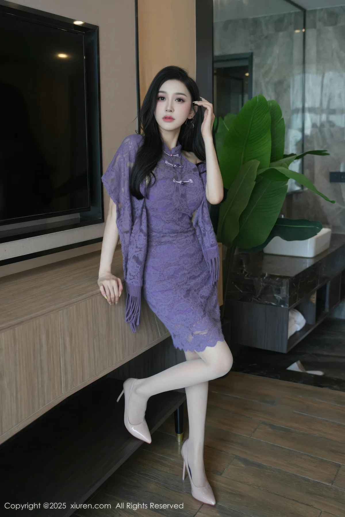 XiuRen 秀人 No.10801 小阿娇Gill 紫色连衣裙长腿高跟 - 9