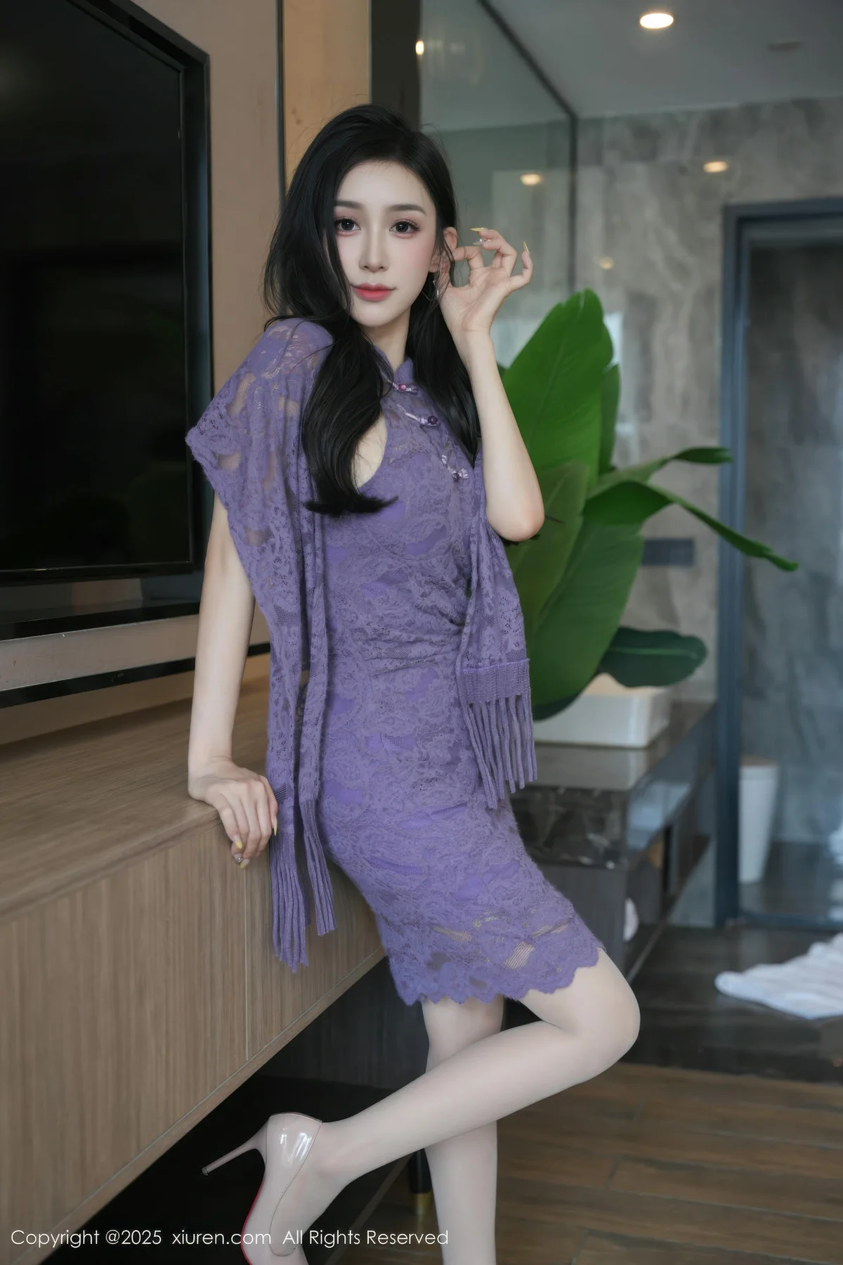 XiuRen 秀人 No.10801 小阿娇Gill 紫色连衣裙长腿高跟 - 10