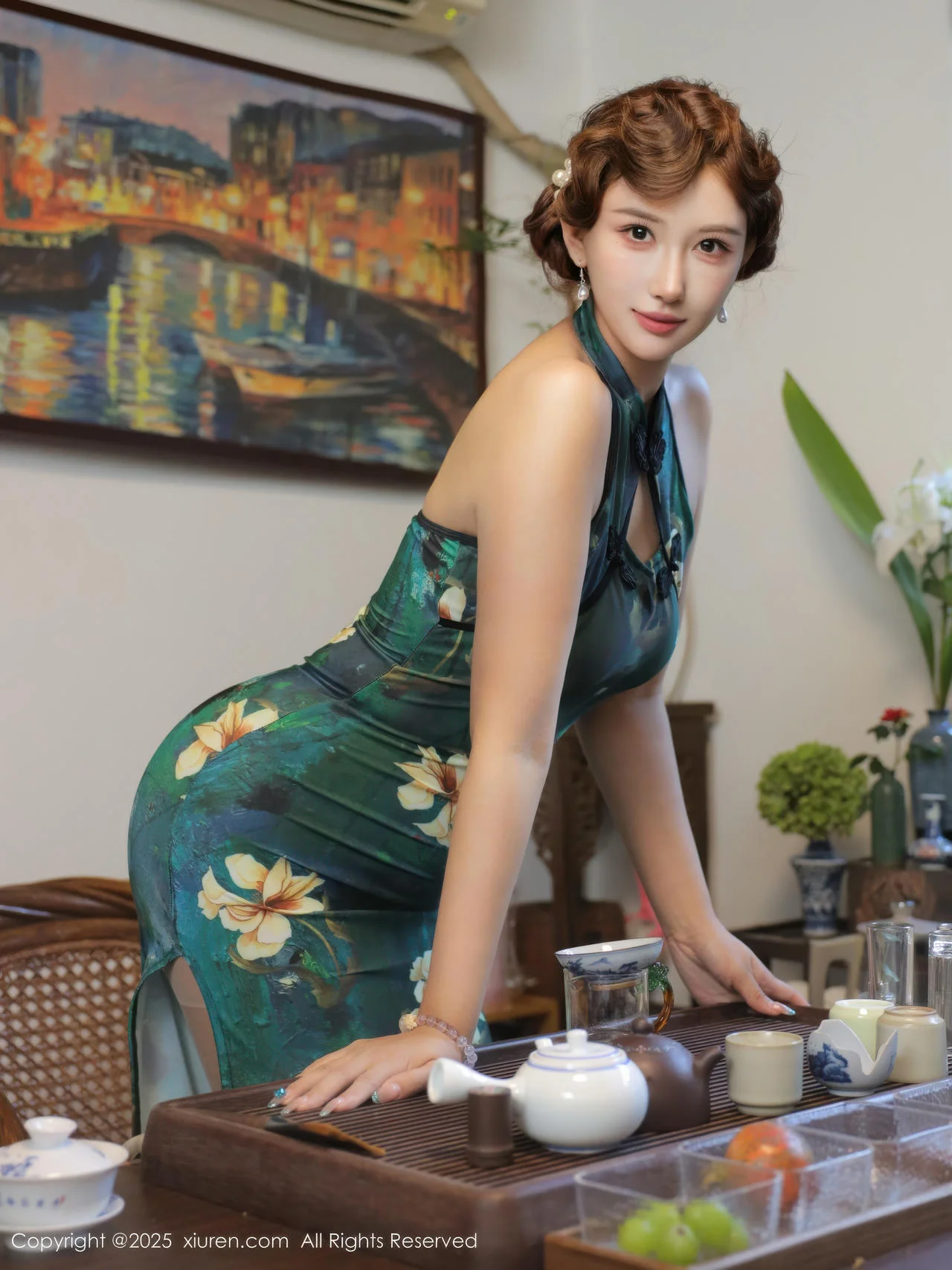 XiuRen 秀人 No.10815 金允希Yuki 绿色旗袍肉丝 - 10
