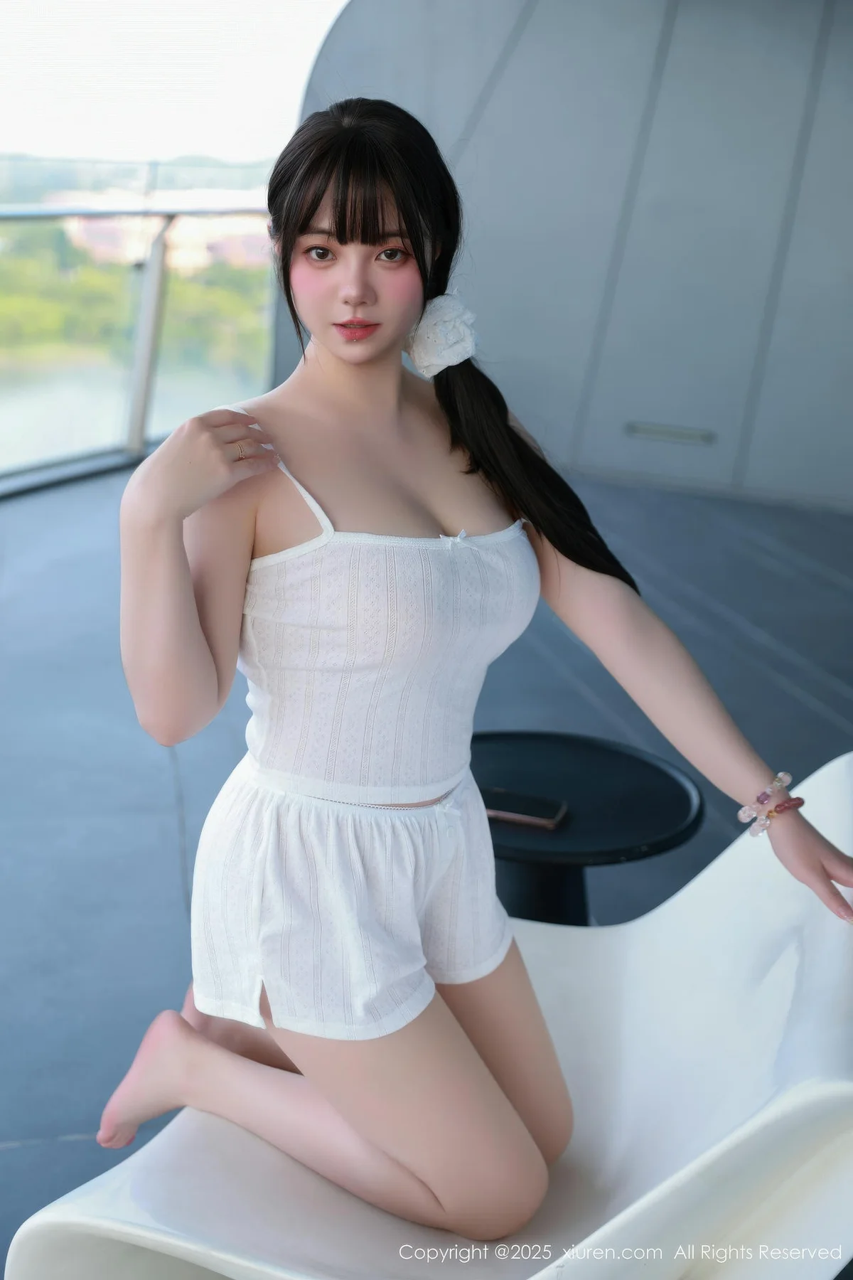 XiuRen 秀人 No.10841 软情 白色吊带短裤 - 3